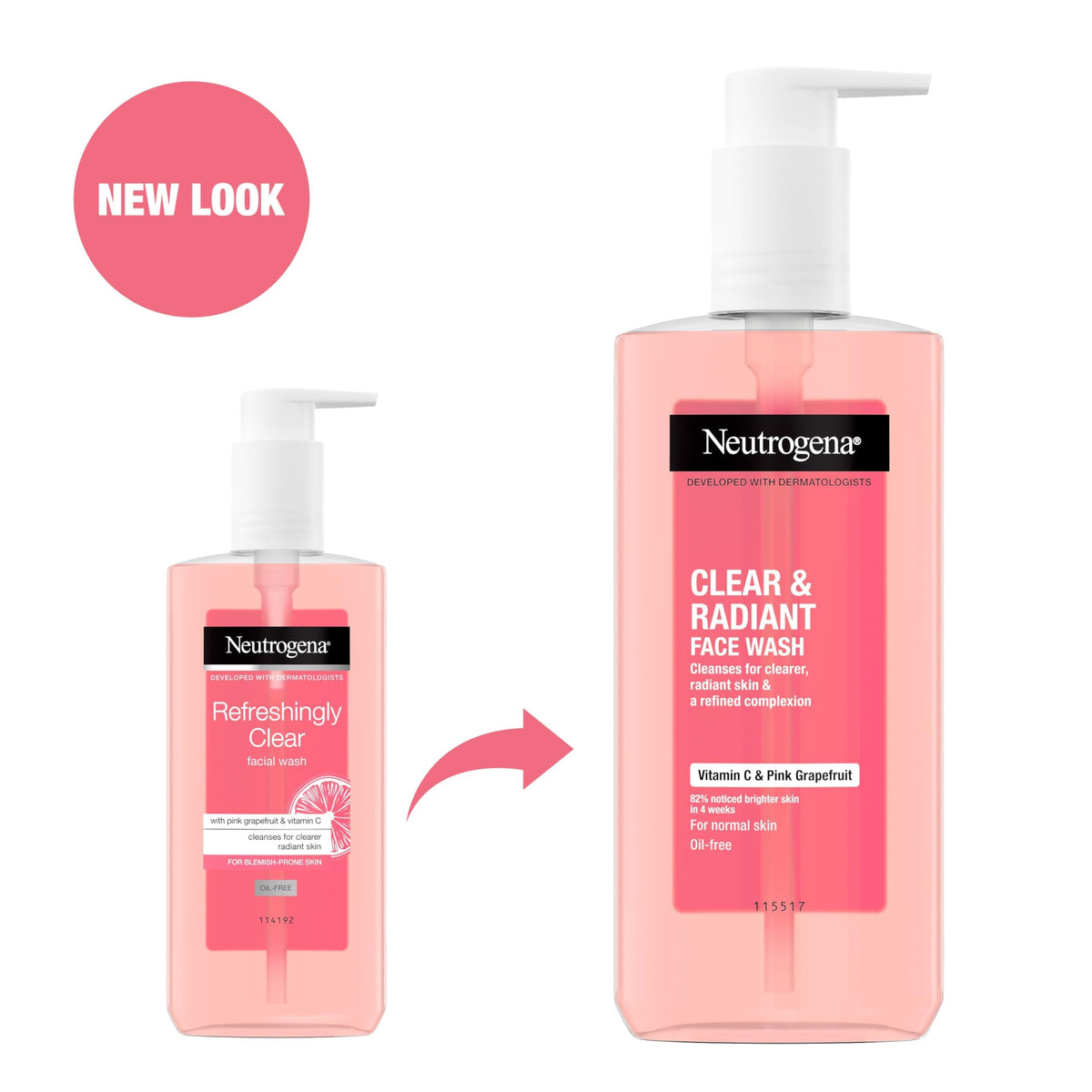 Neutrogena Clear & Radiant Facial Wash - 3 x 200ml Vitamin C Gel Cleanser