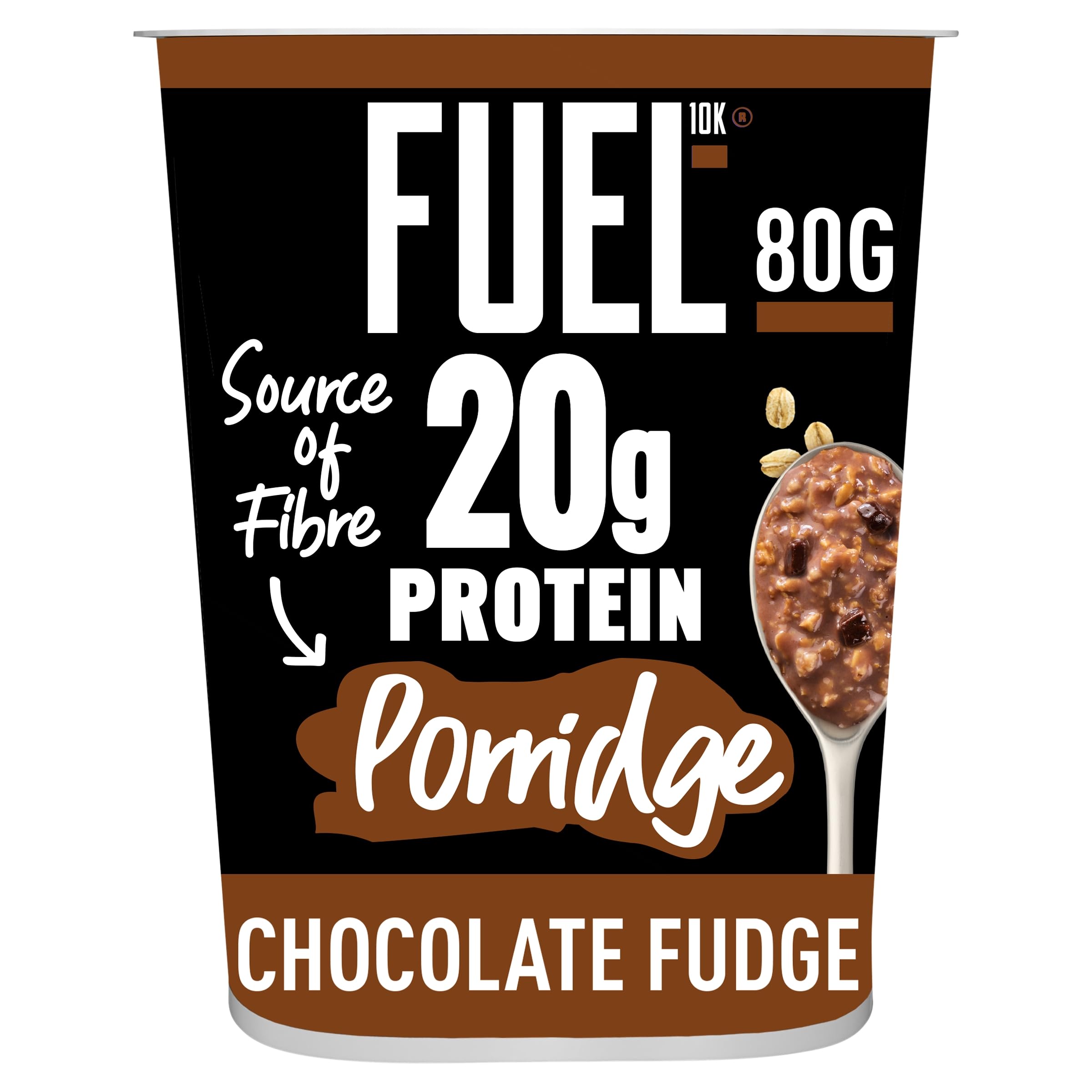 FUEL10K High Protein Chocolate Fudge Porridge Pot - 20g Protein, Source of Fibre | 8 Pack