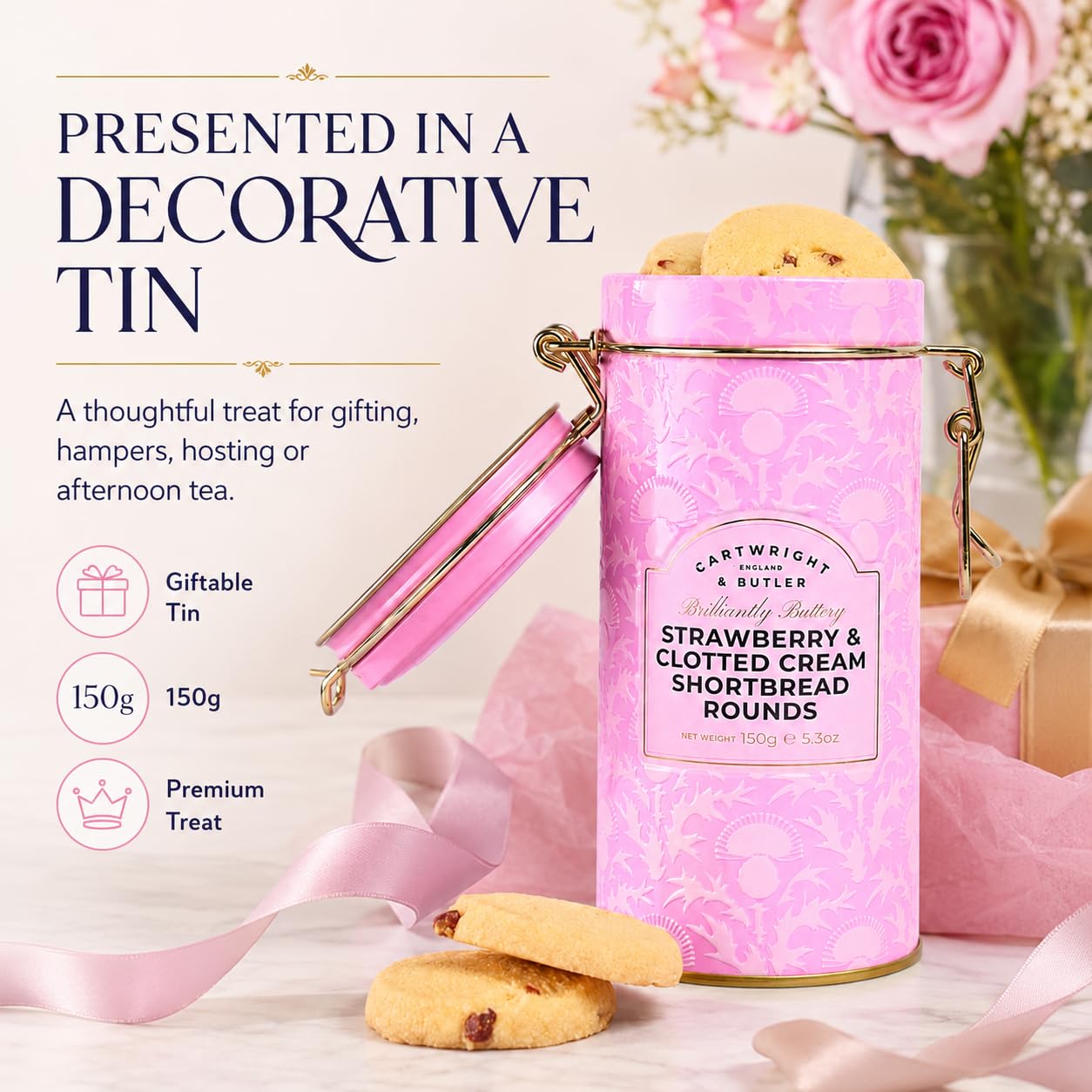 Cartwright & Butler Strawberry & Clotted Cream Shortbread Tin - 150g 4