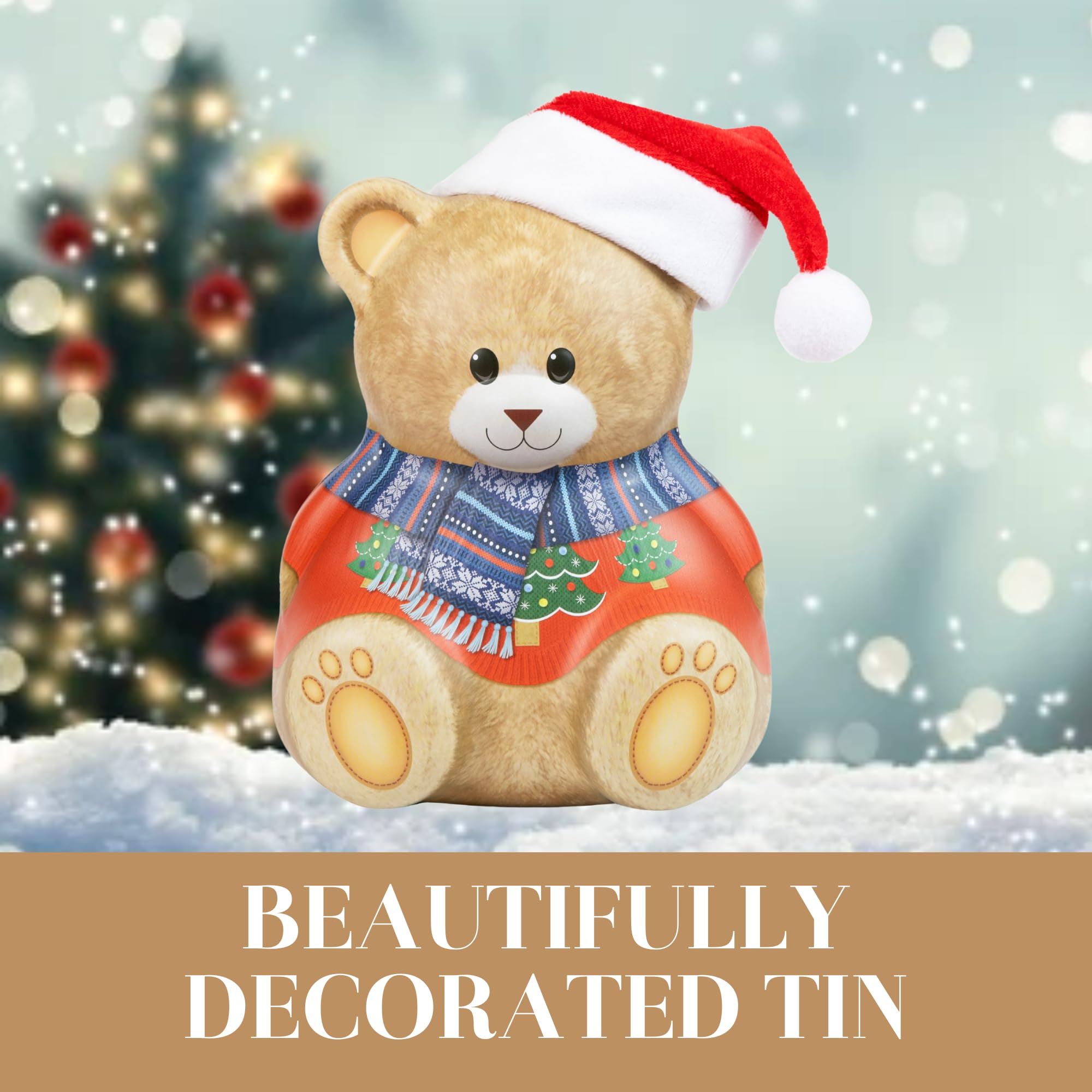 The Silver Crane Co. - Christmas Bear with Hat Gift Set Biscuit Tin 8