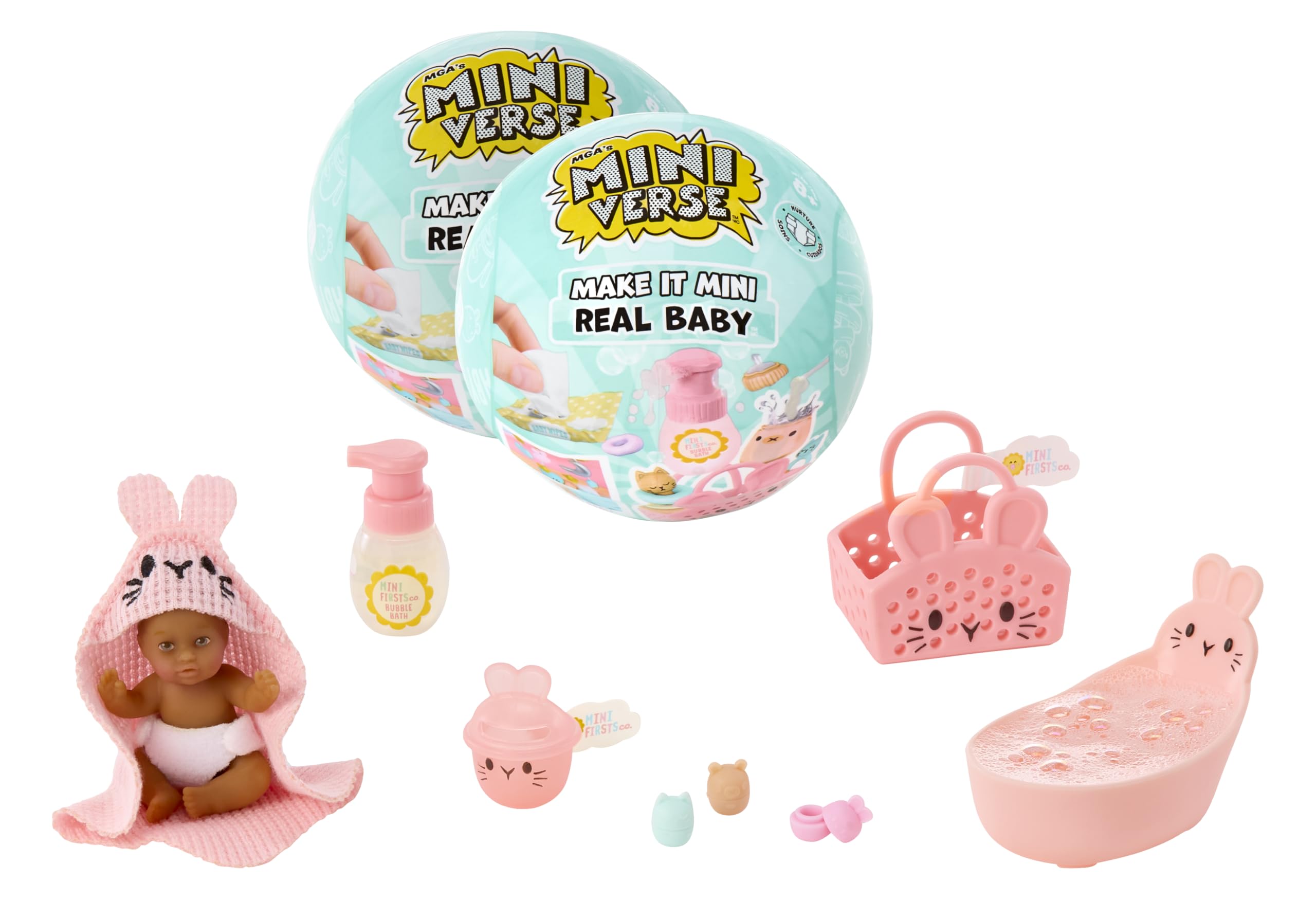 MGA's Miniverse Make It Mini Real Baby Nurture 2 Pack - Collectible Miniatures for Ages 3+