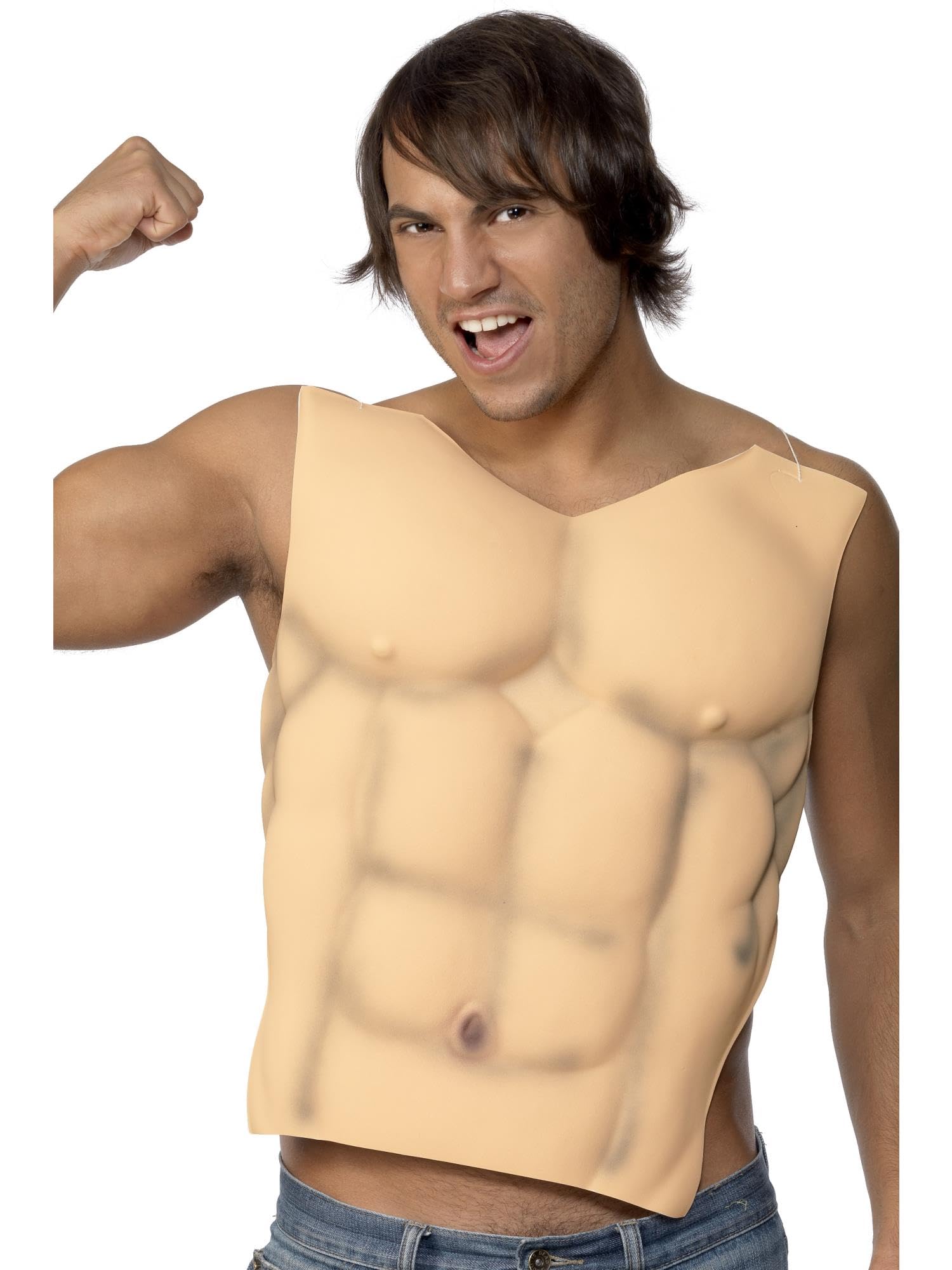 Smiffys Male EVA Muscle Chest - Flesh Tone Costume Accessory for Fancy Dress & Halloween