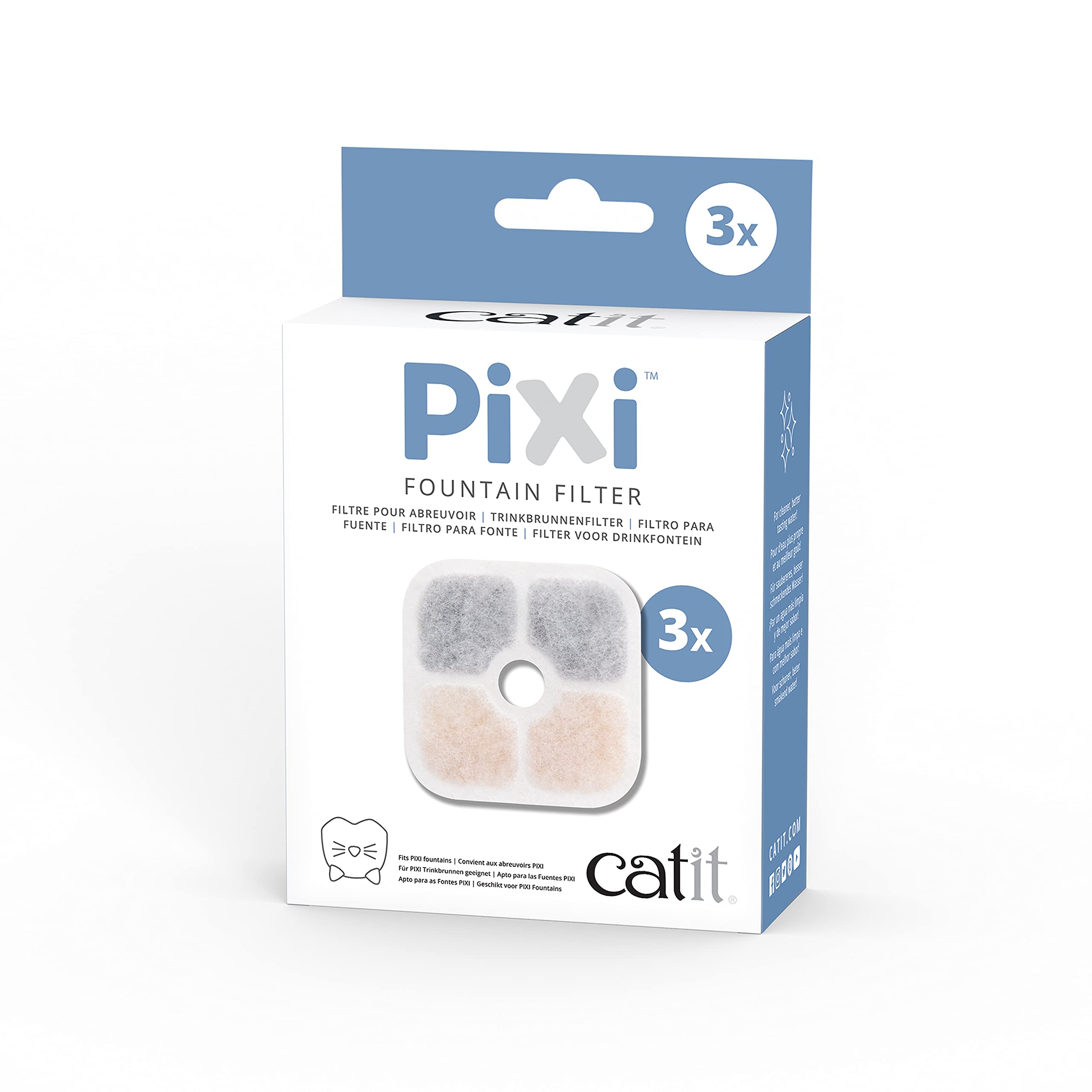 Catit Genuine PIXI Water Fountain Filter Cartridges - 3 Pack | Advanced Filtration