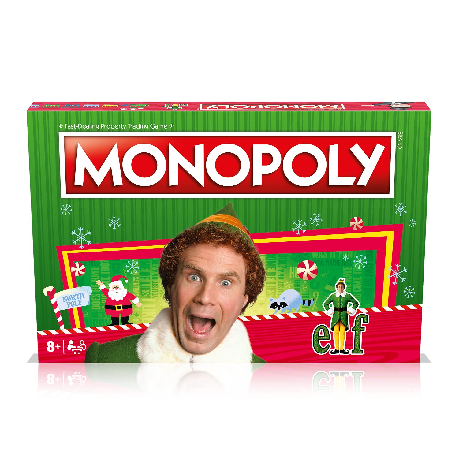 Winning Moves Elf Monopoly Board Game - Festive Token Edition with Santa's Workshop and Empire State Building 5