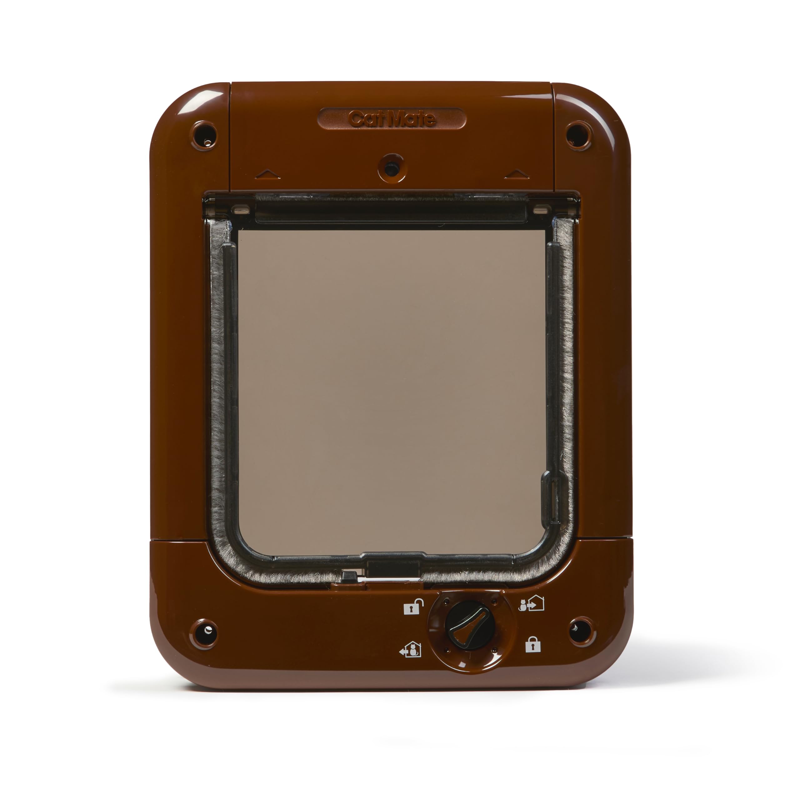Cat Mate Microchip Activated Cat Flap (360) - Brown Plastic Frame | Up to 30 Cats