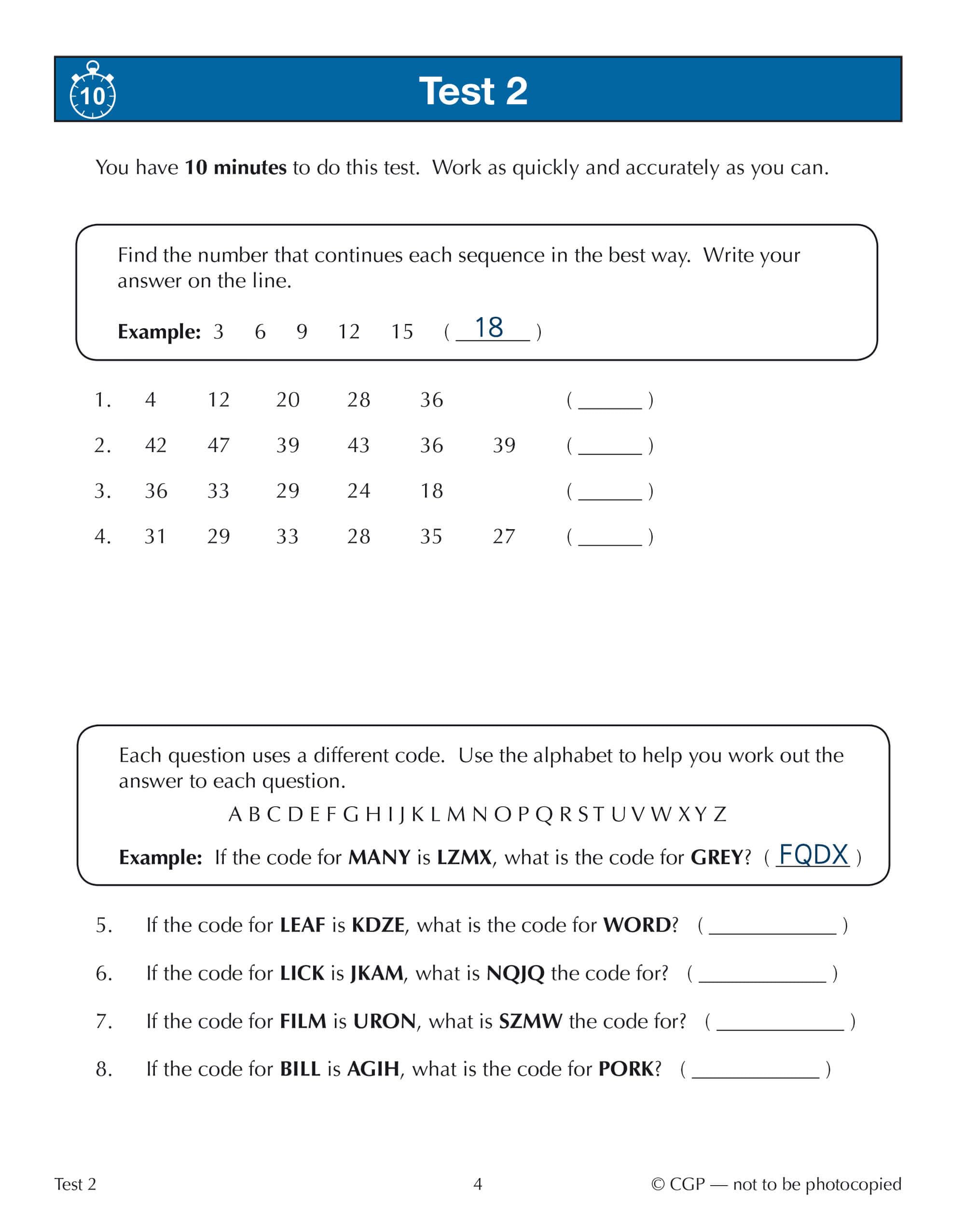 CGP 11+ GL 10-Minute Tests: Verbal Reasoning, Logic & Coding - Ages 10-11 | Paperback | 120 Pages 2