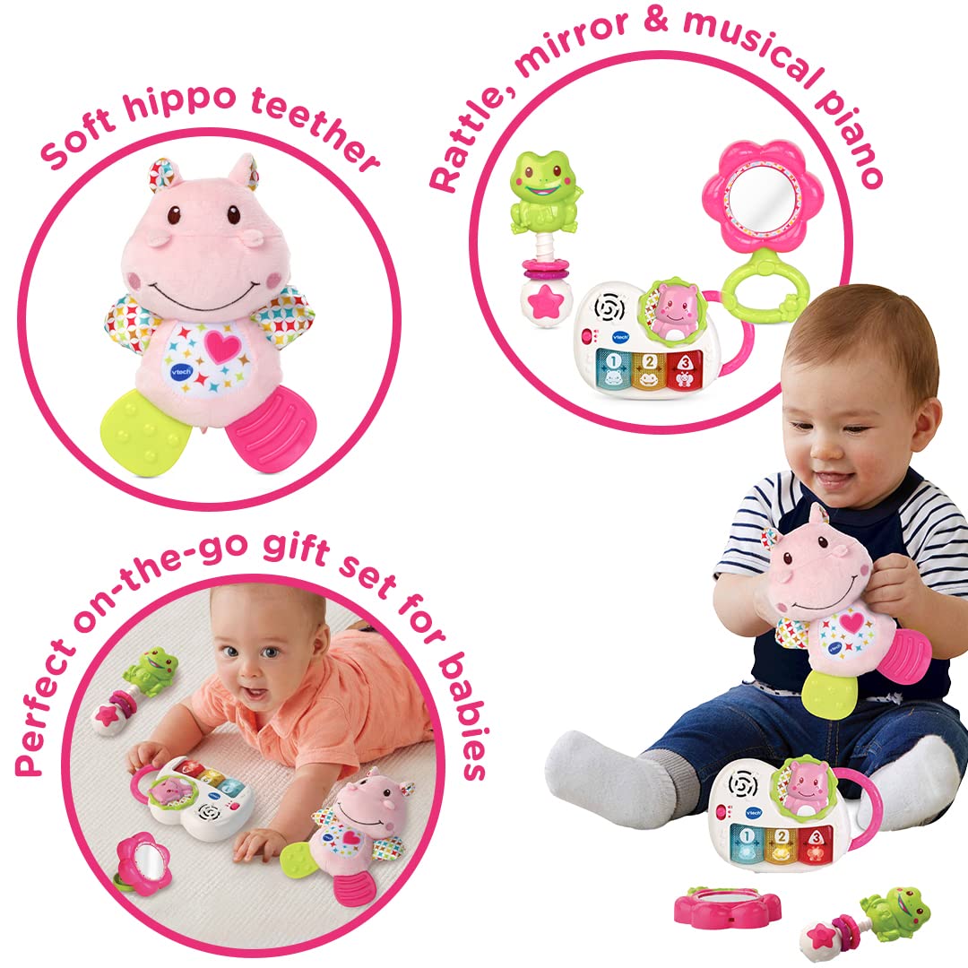 VTech My First Gift Set Newborn Baby Toys | Hippo Teether, Rattle, Mirror, Piano | Birth+ 2