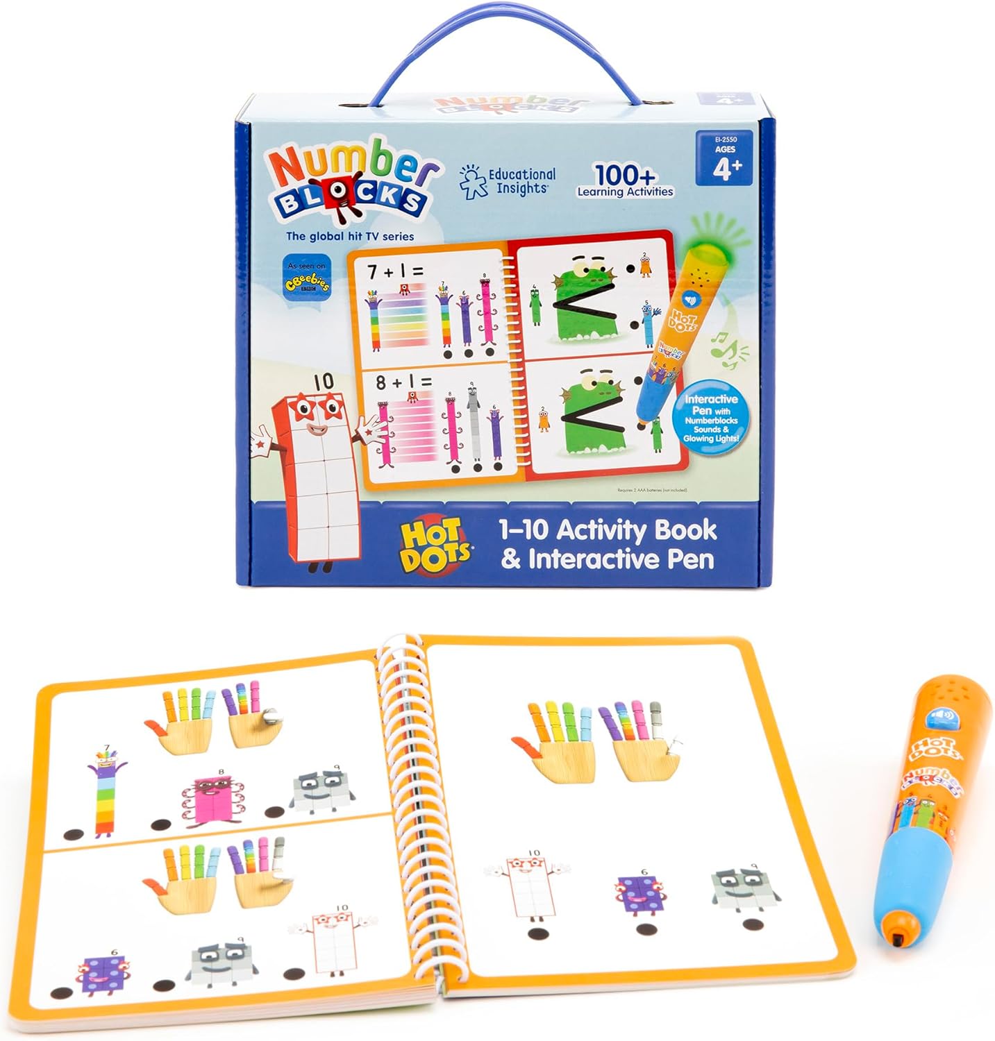Learning Resources Hot Dots Numberblocks 1–10 Activity Book & Interactive Pen - Educational Electronic Learning Toy for Ages 4-8 1