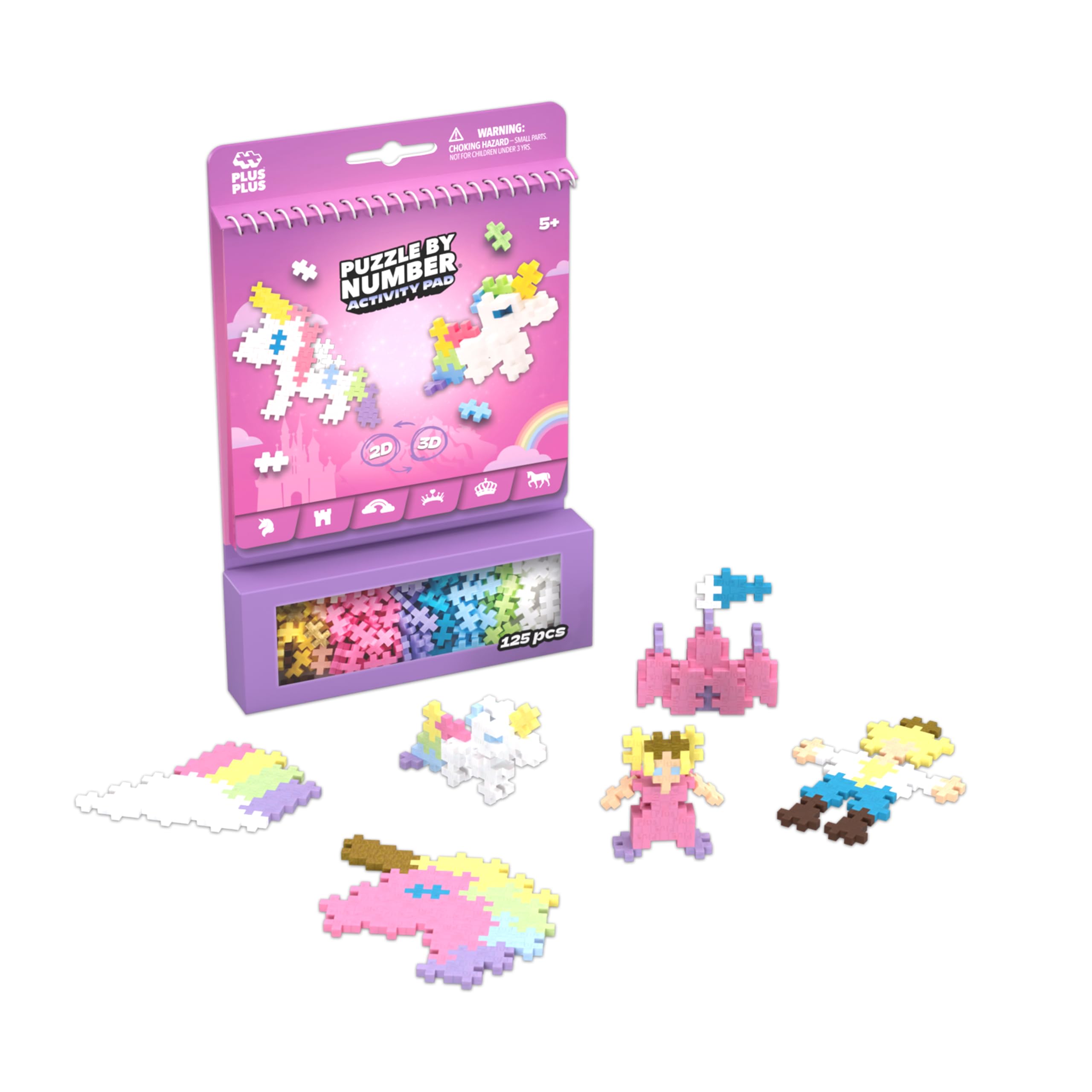 PLUS PLUS Puzzle by Number Activity Pad - 125-Piece Travel Building Set for Kids 5+ 1