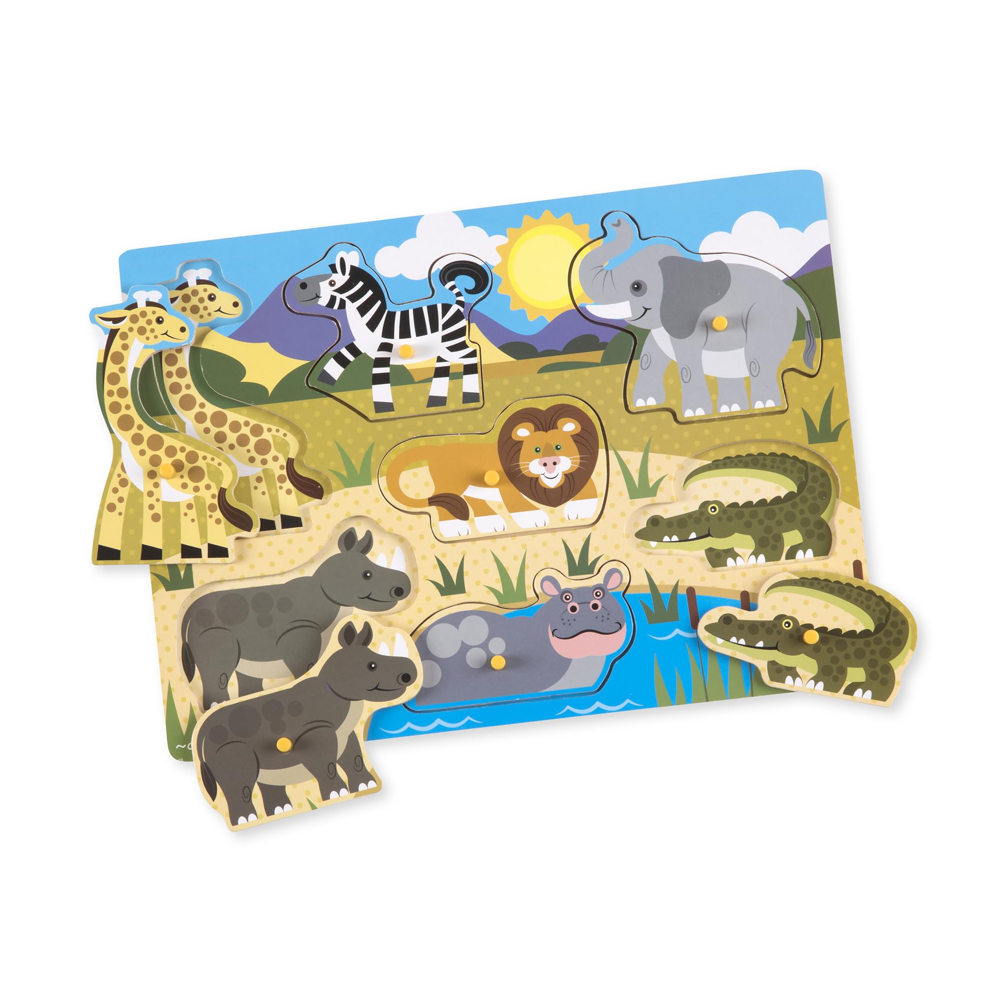 Melissa & Doug Safari Wooden Peg Puzzle - 7 Pieces | Ages 2-4 Years | Wood 4