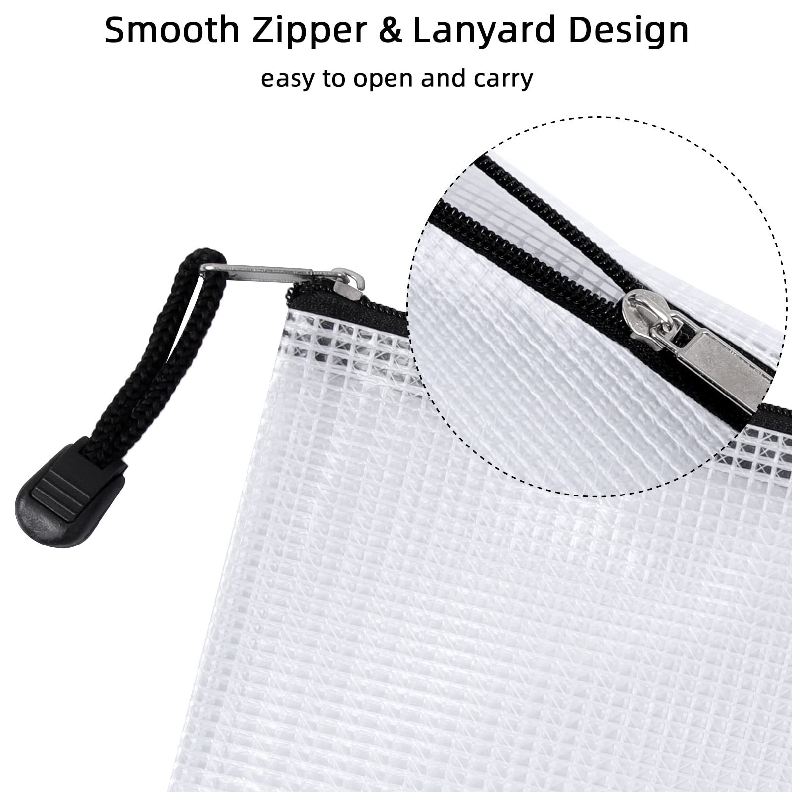 NORTHERN BROTHERS A3 Zip Wallets - 12 Pack Semi-Transparent PVC Folders | Black Zipper | Hanging Feature 3