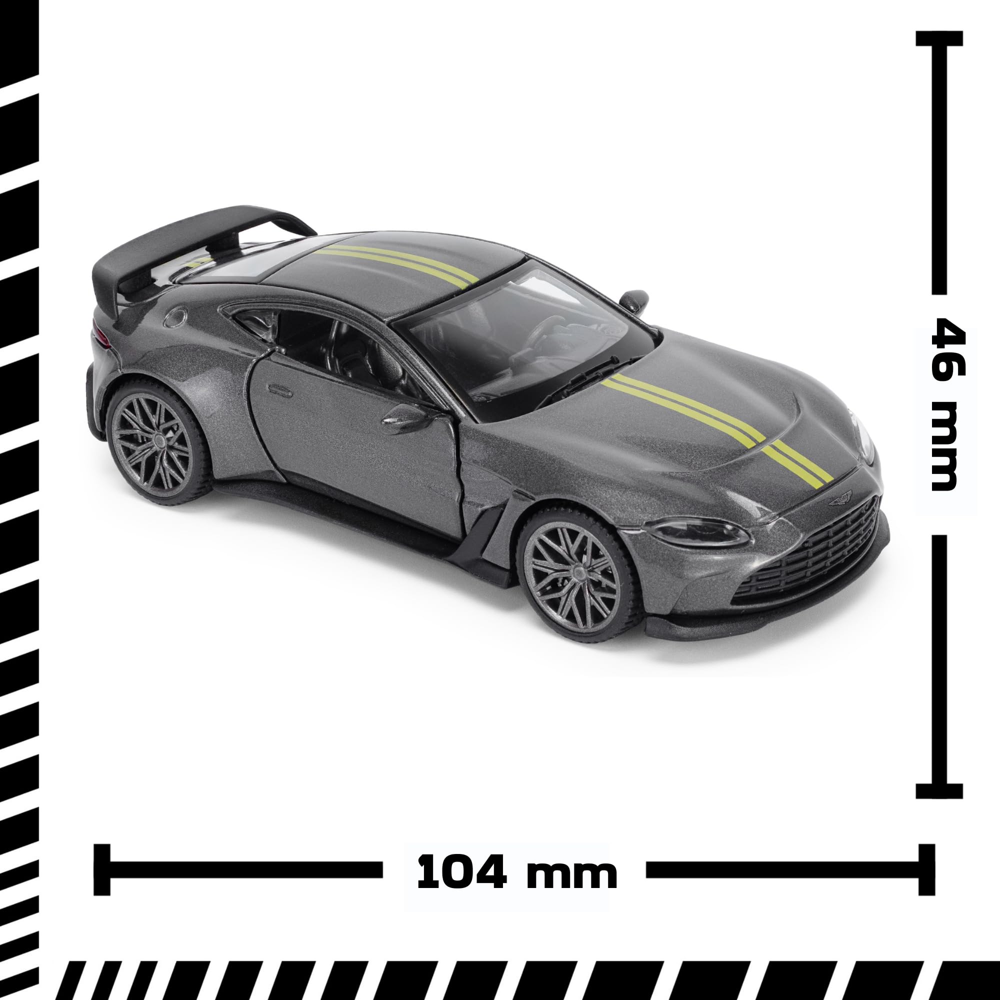 Aston Martin V12 Vantage 1:43 Scale Die-Cast Model Car - Grey | Collectible Display Model 9