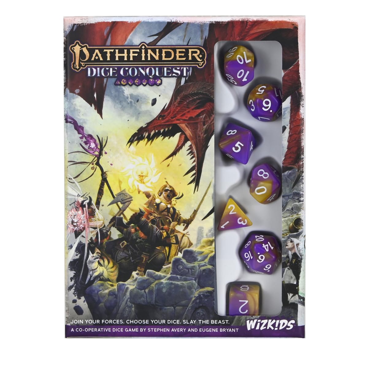 WizKids Pathfinder Dice Conquest Card Game | Solo or Co-op for up to 4 Players | Includes 7 Polyhedral Dice 1