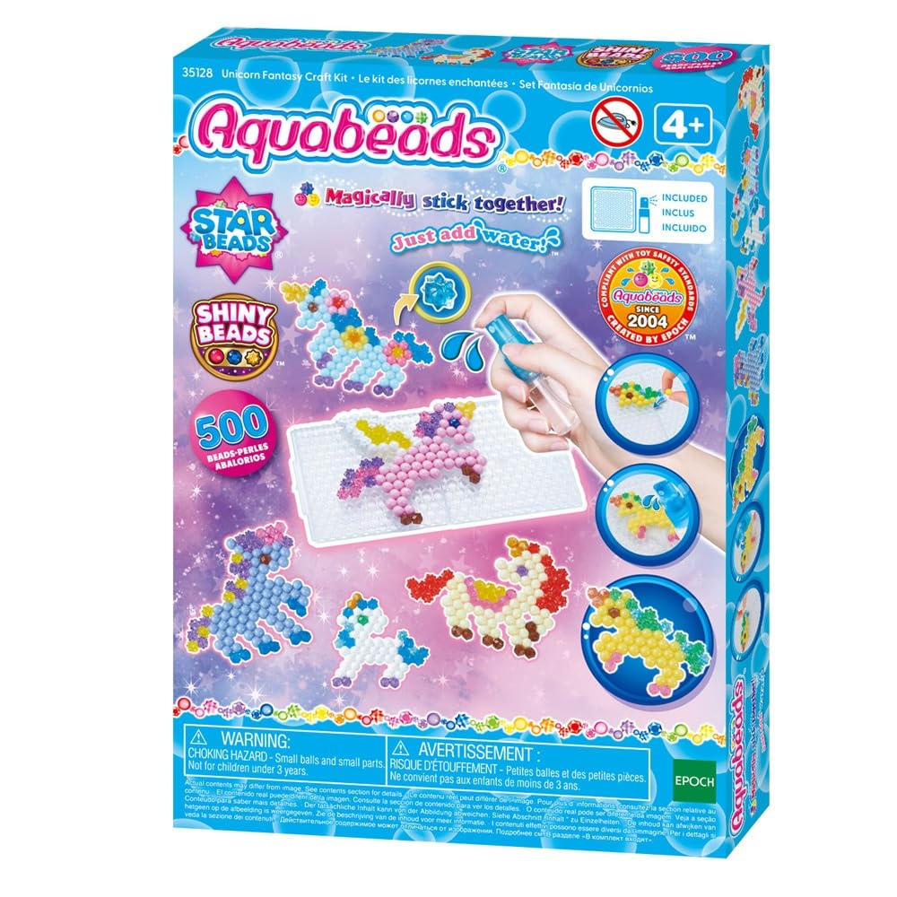 Aquabeads Unicorn Fantasy Craft Kit - 500 Beads & 6 Unicorn Designs for Ages 4+ 1