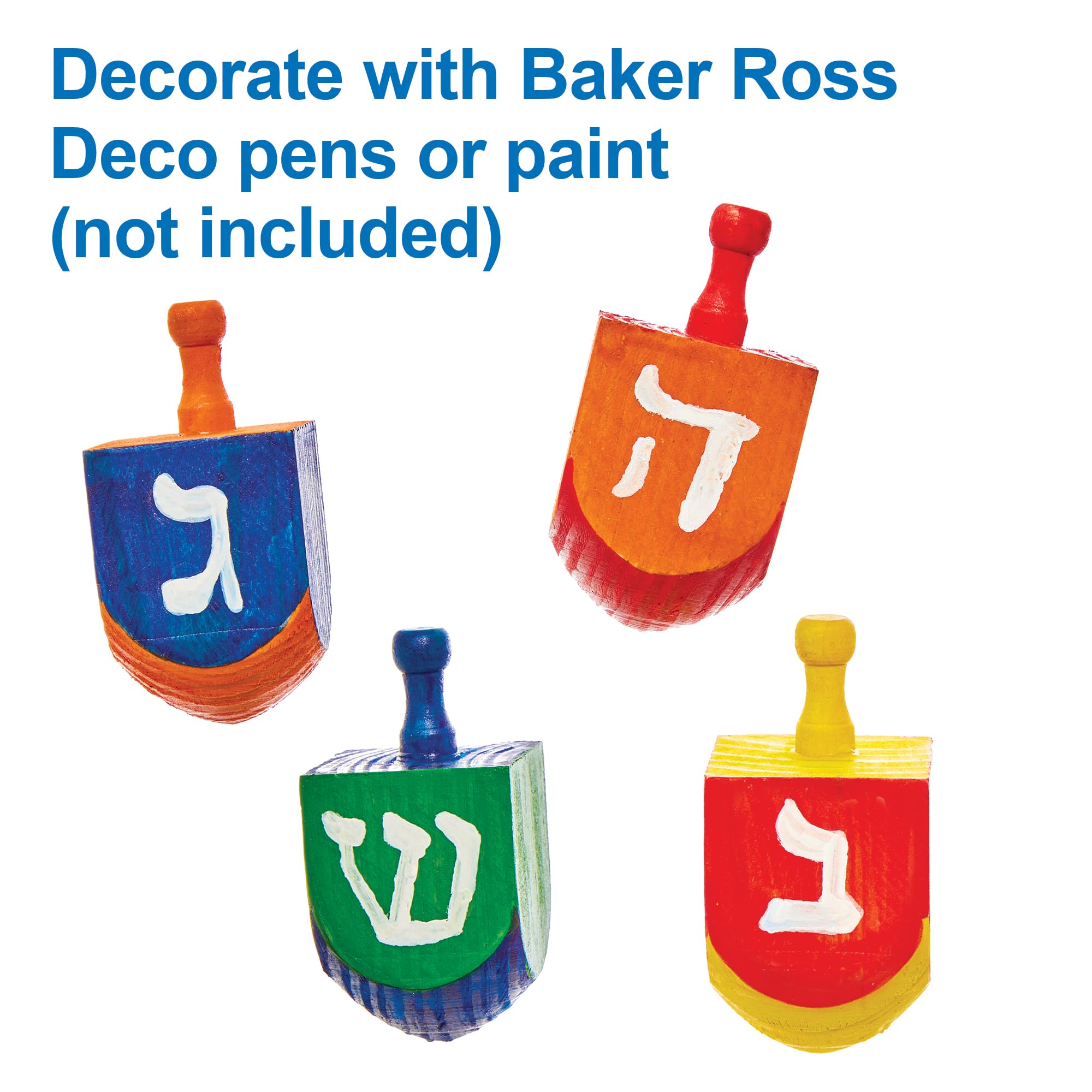 Baker Ross FX939 Wooden Dreidels - Pack of 5, Paint Your Own Hanukkah Craft Toy 4