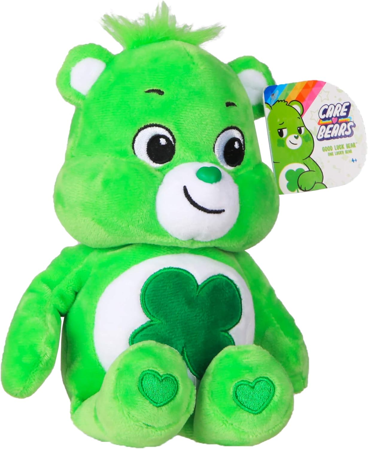 Care Bears Good Luck Bear 9 Inch Plush Toy - Green Four-Leaf Clover Collectible 3