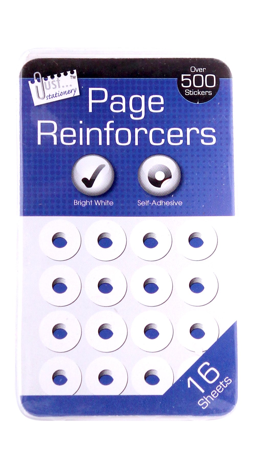 Just stationery Hole Reinforcers - White, Sticky Backed Paper, Pack of 512