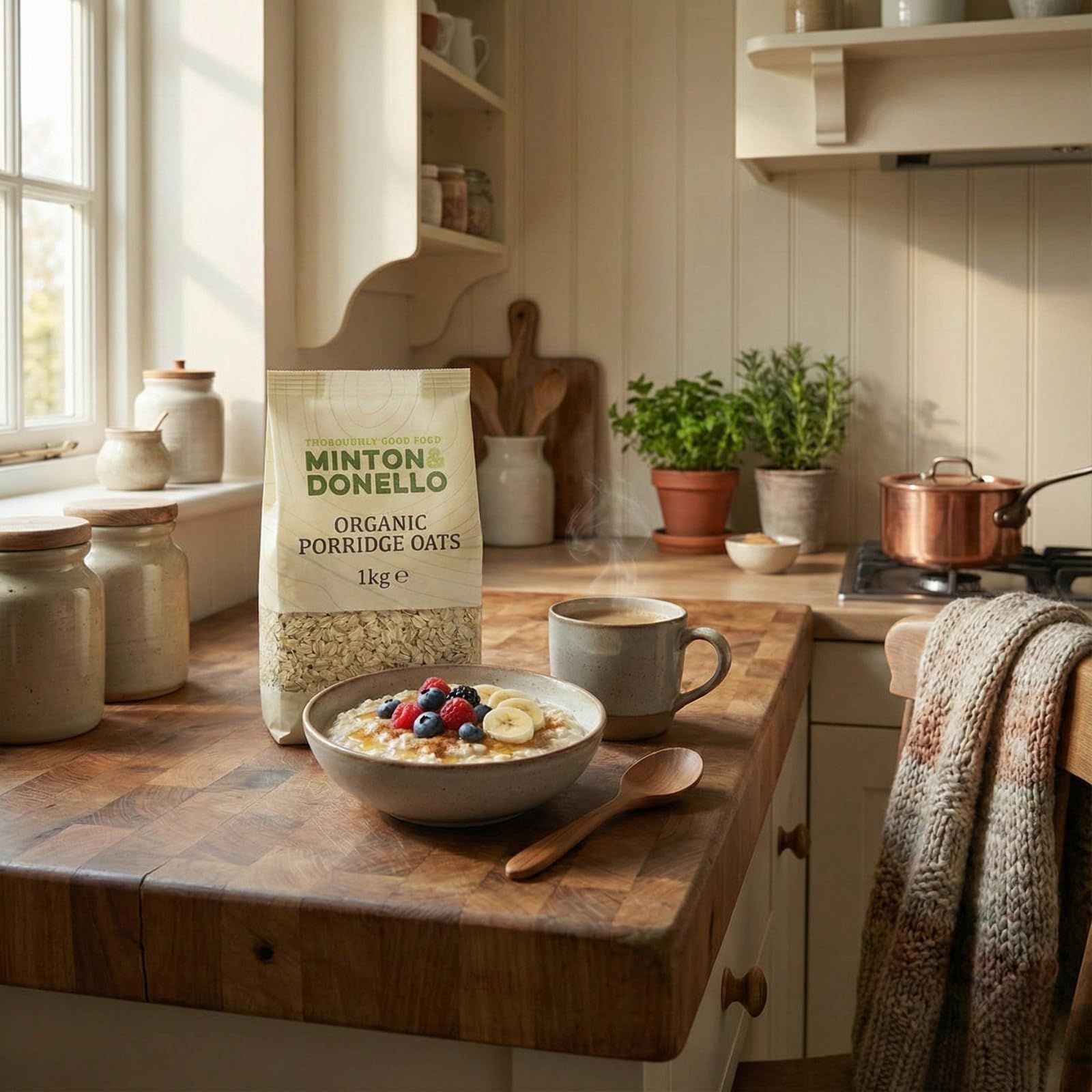 Minton & Donello Organic Porridge Oats - Creamy Texture, Versatile Baking Staple | 1kg Pack 3