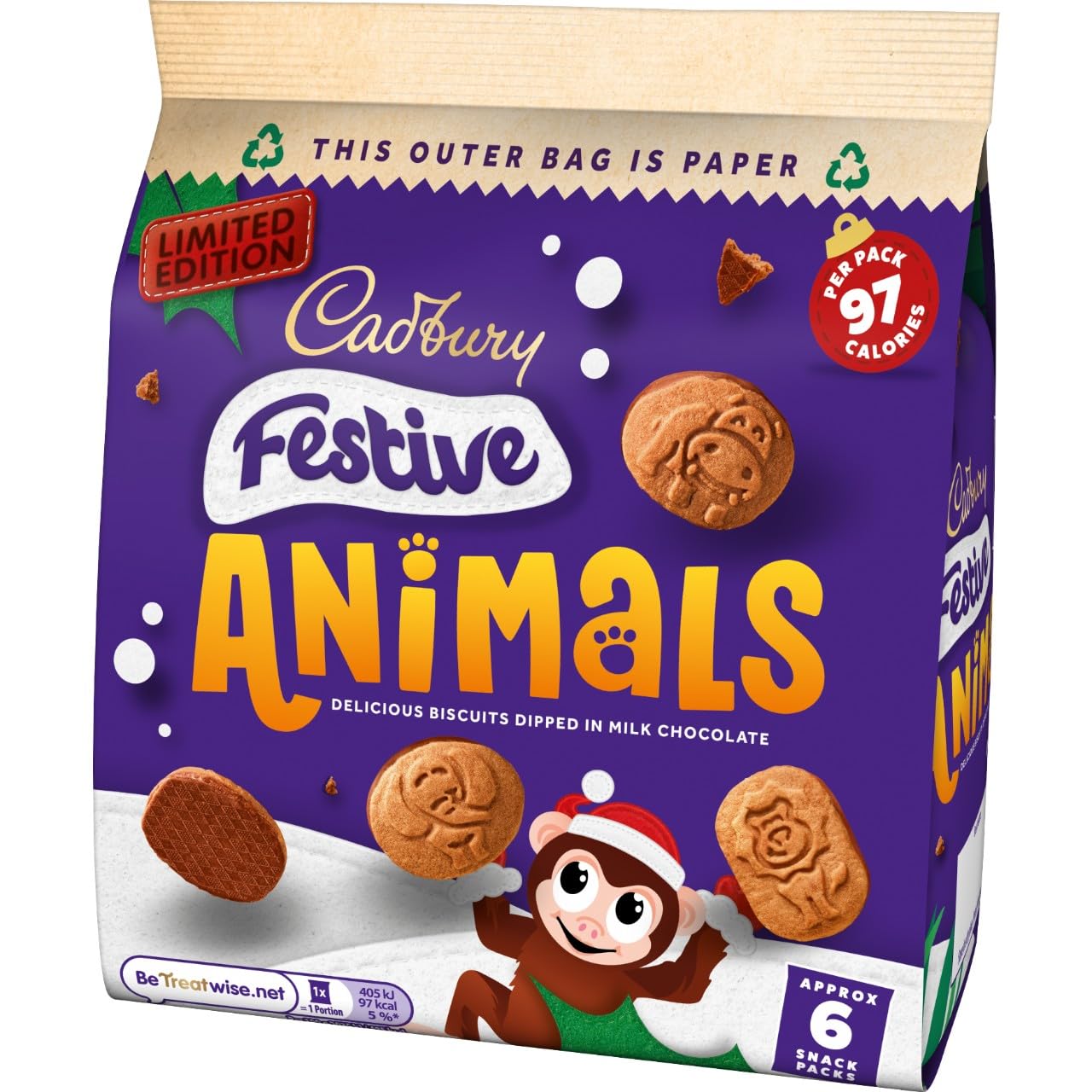 Cadbury Festive Animal Shaped Biscuits with Chocolate Base - Limited Edition Holiday Treat 4