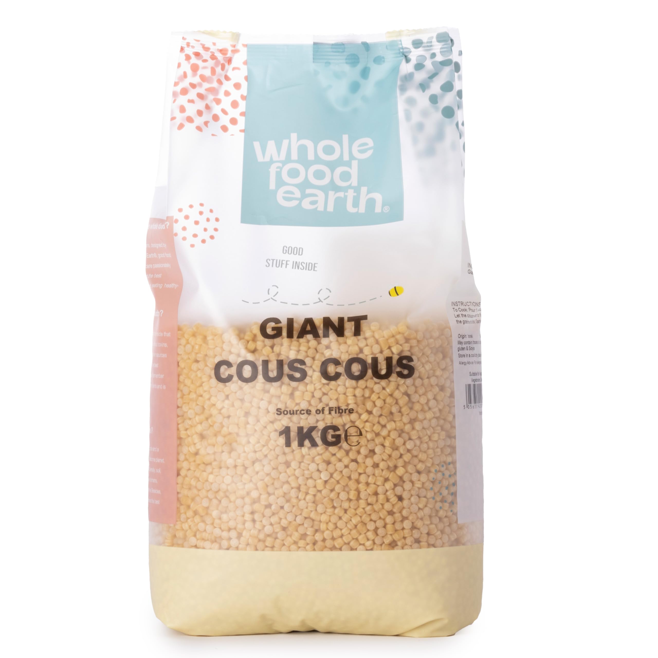 Wholefood Earth Giant Couscous - 1 kg | GMO Free | Source of Fibre | Vegan 1