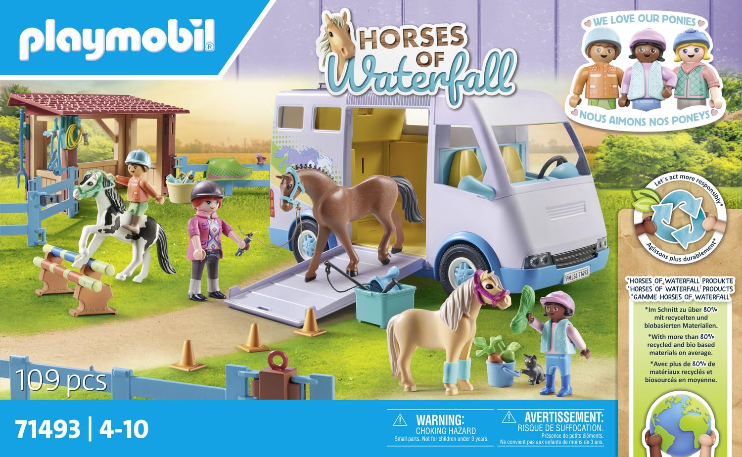 Playmobil 71493 Horses of Waterfall: Mobile Riding School with Transporter - Educational Playset for Ages 4+ 7