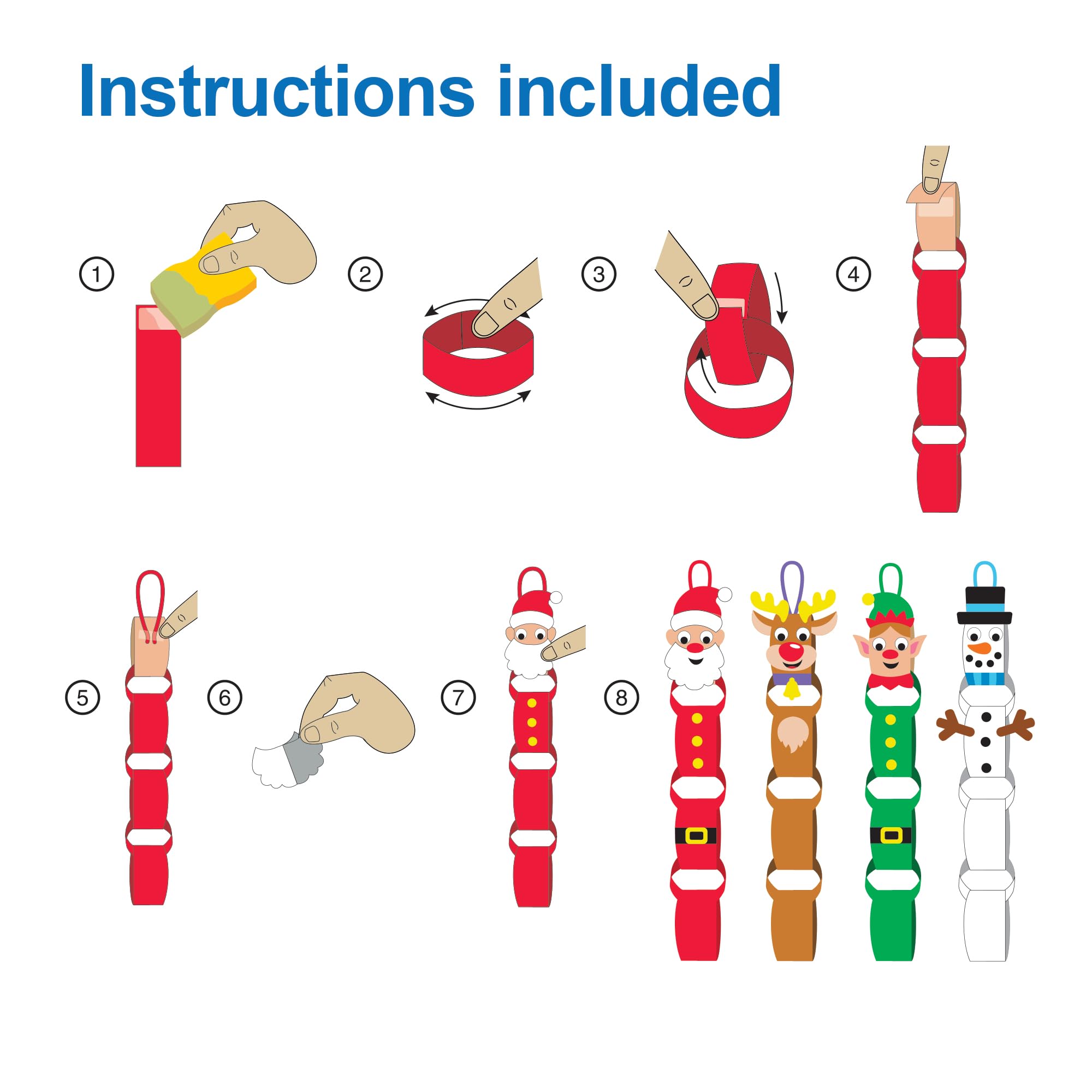 Baker Ross FN344 Christmas Characters Paper Chain Craft Kits - Pack of 4 (Santa, Reindeer, Snowman, Elf) 5