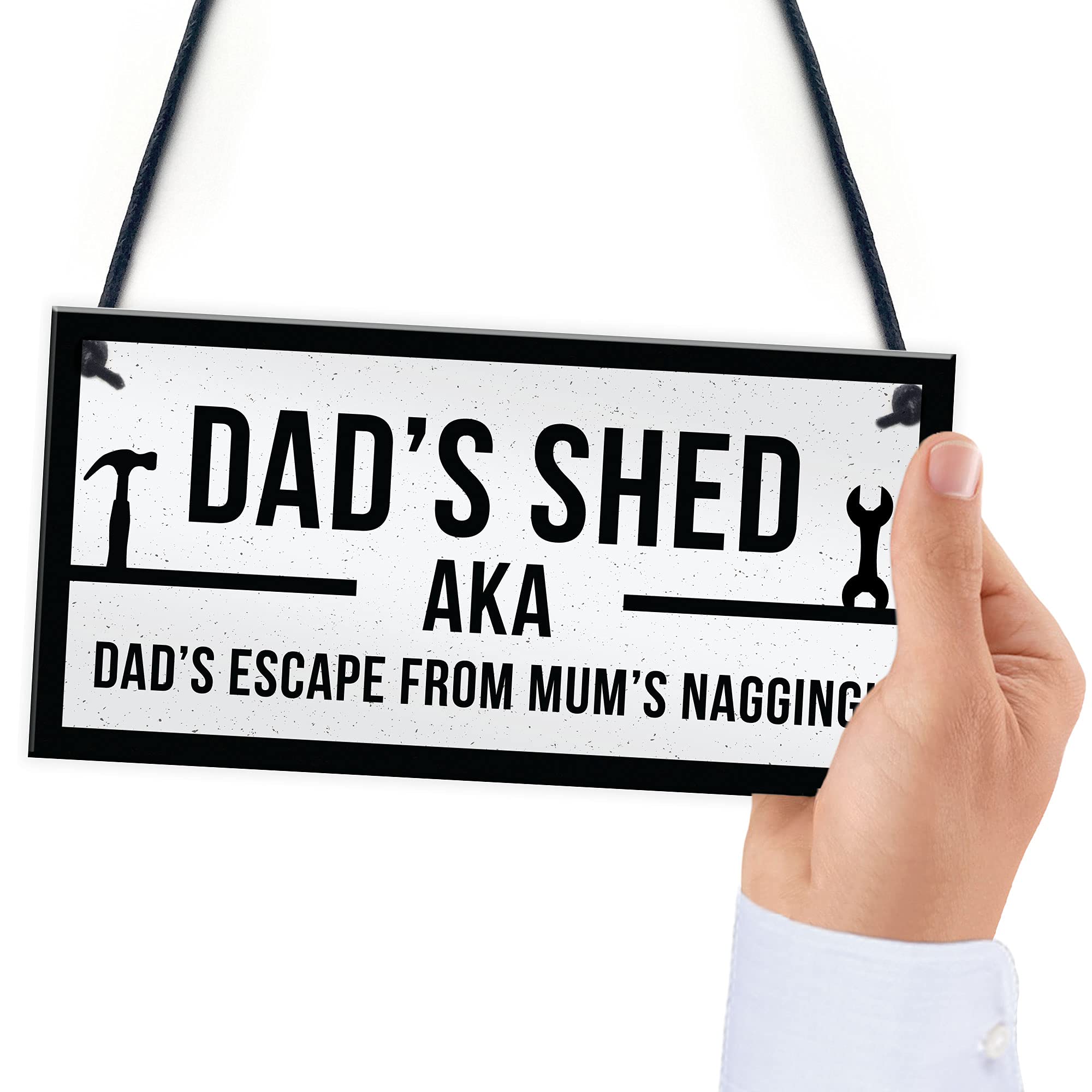 RED OCEAN Funny Dads Shed Sign - Man Cave/Garden Plaque | 200x100mm PVC | Gift for Men