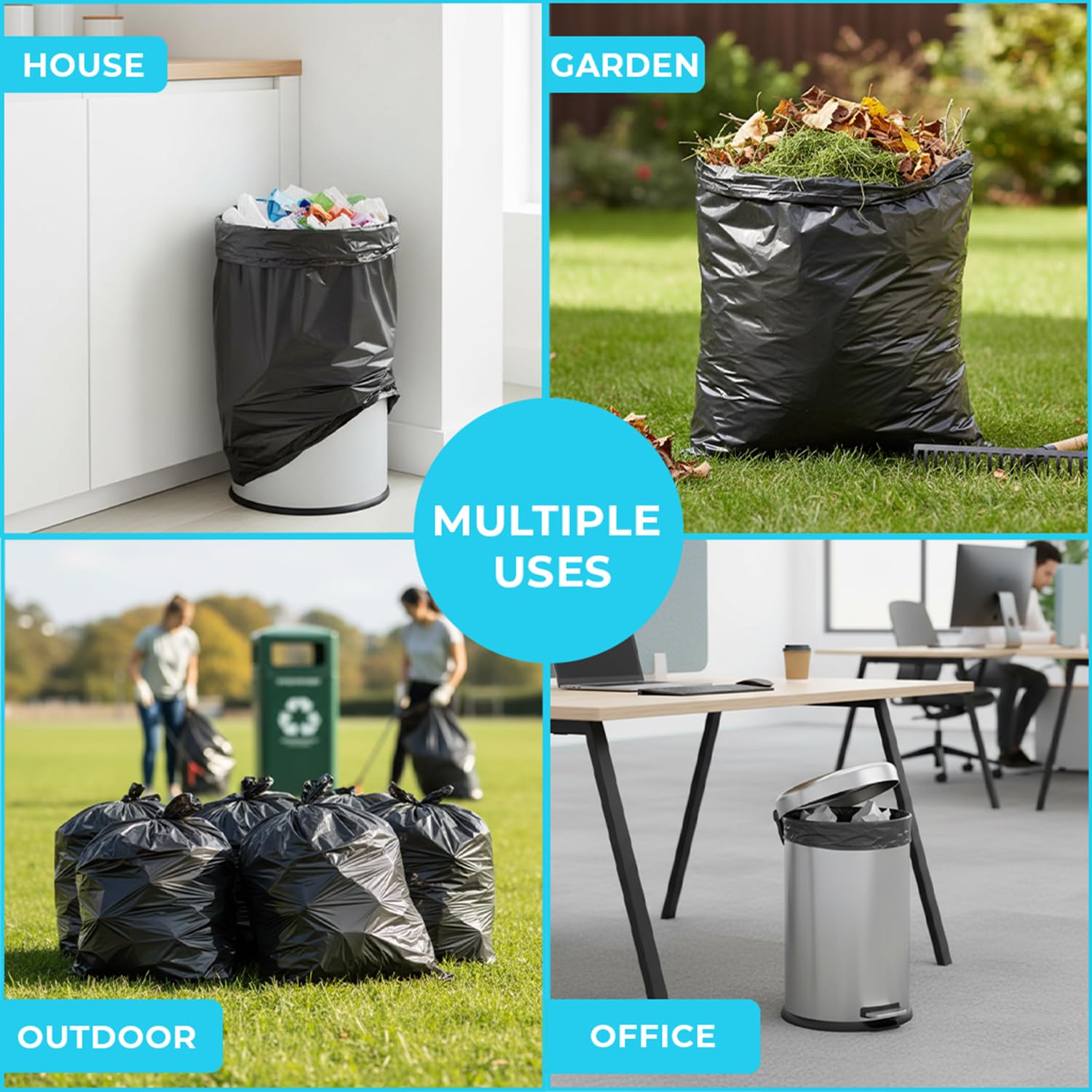 Roe Tenpo 75L Black Bin Bags - 20 Pack, 30 Micron, Leak-Resistant, Eco-Friendly 8