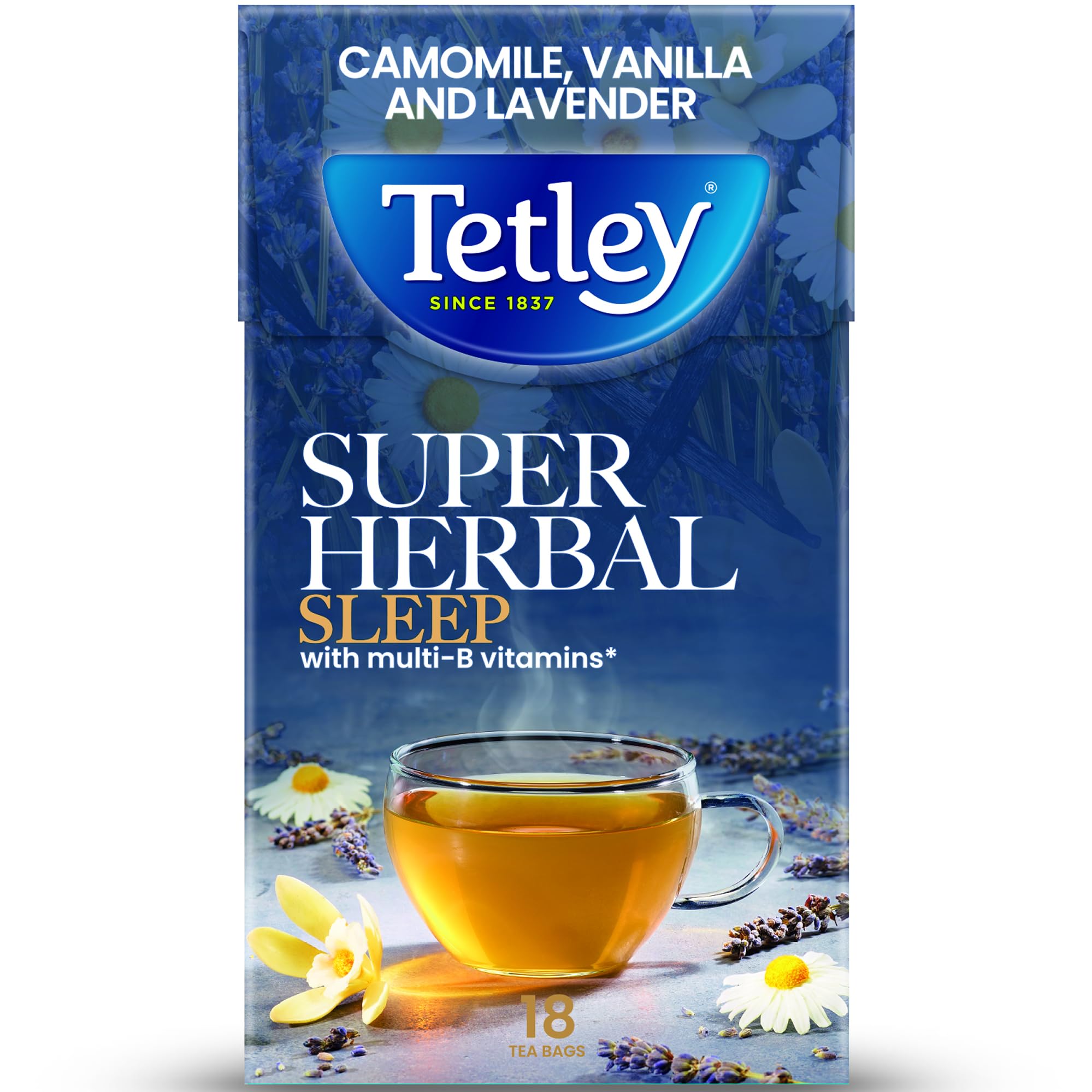 Tetley Super Herbal Sleep Tea - Camomile, Vanilla & Lavender Blend | 18 Bags