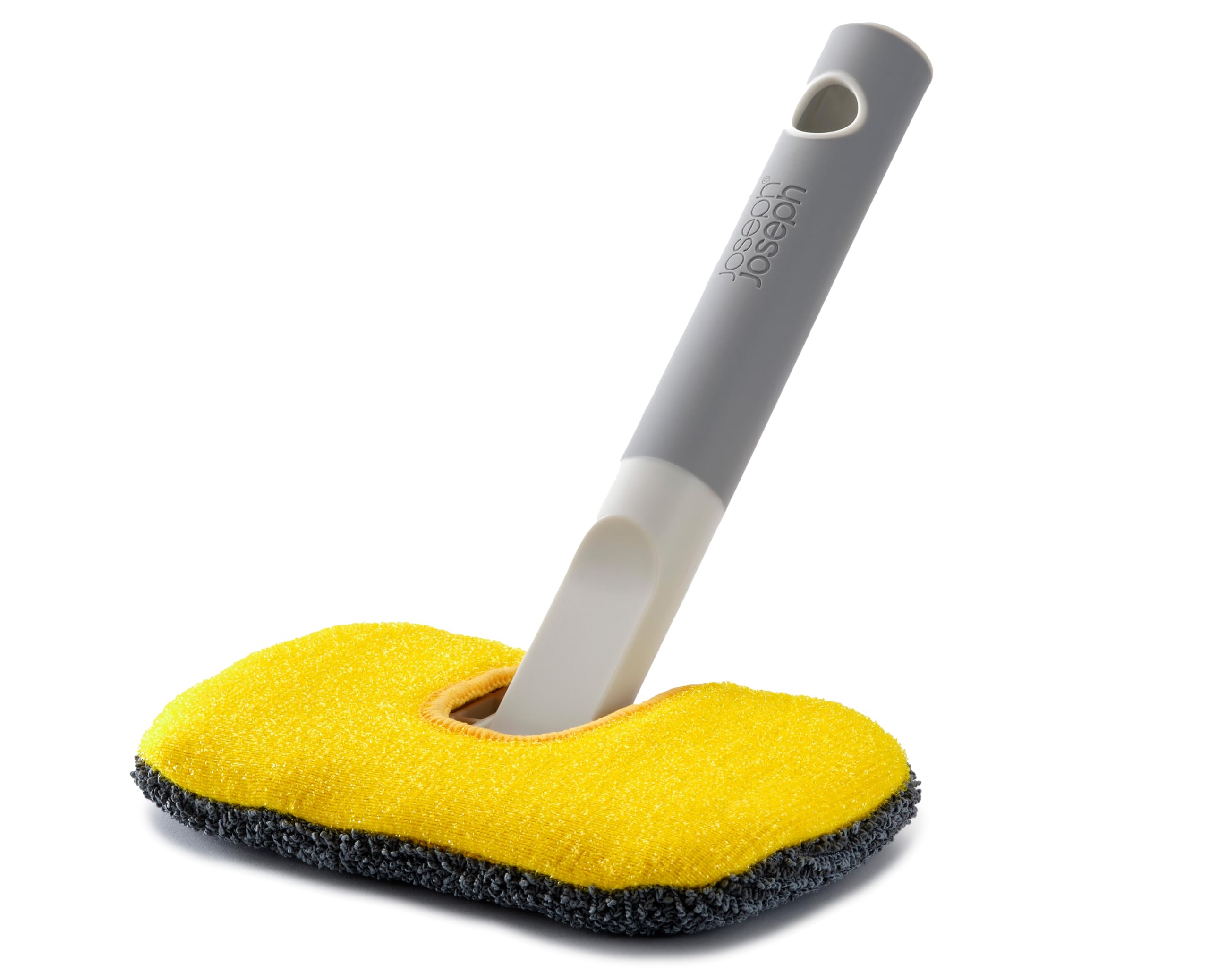 Joseph Joseph CleanTech 2-in-1 Bathroom Scrubber - Microfibre & Scourer Pads | Soft-Grip Handle