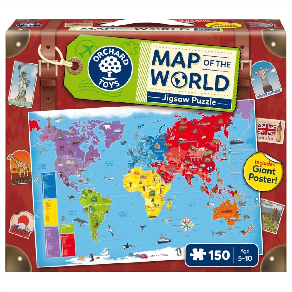 Orchard Toys Map of the World Jigsaw Puzzle - 150 Pieces | Educational | Ages 5-10 1