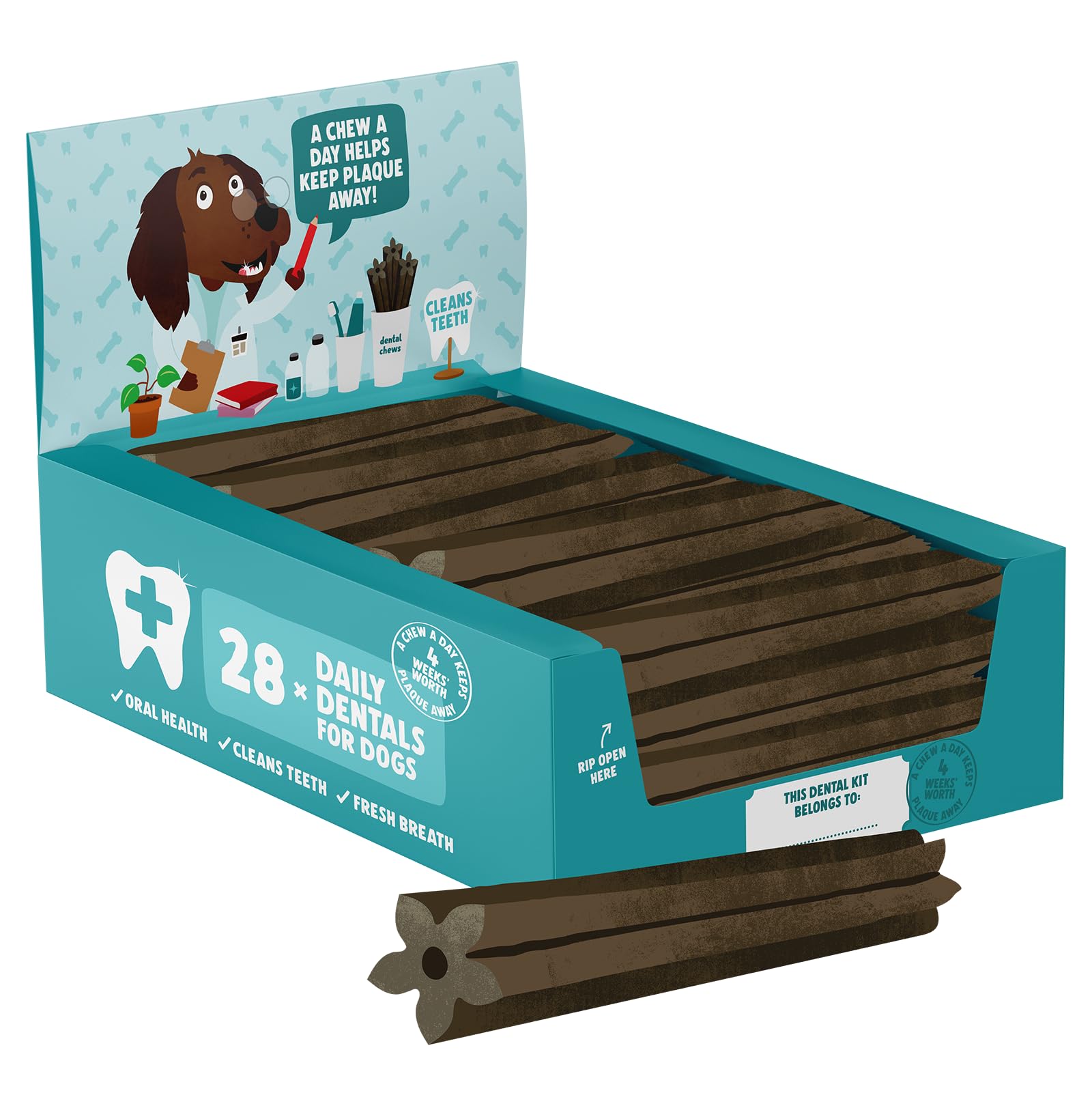Denzel's Dog Dental Sticks - Medium Dogs (10-20kg) | Chicken & Peppermint | 28 Pack