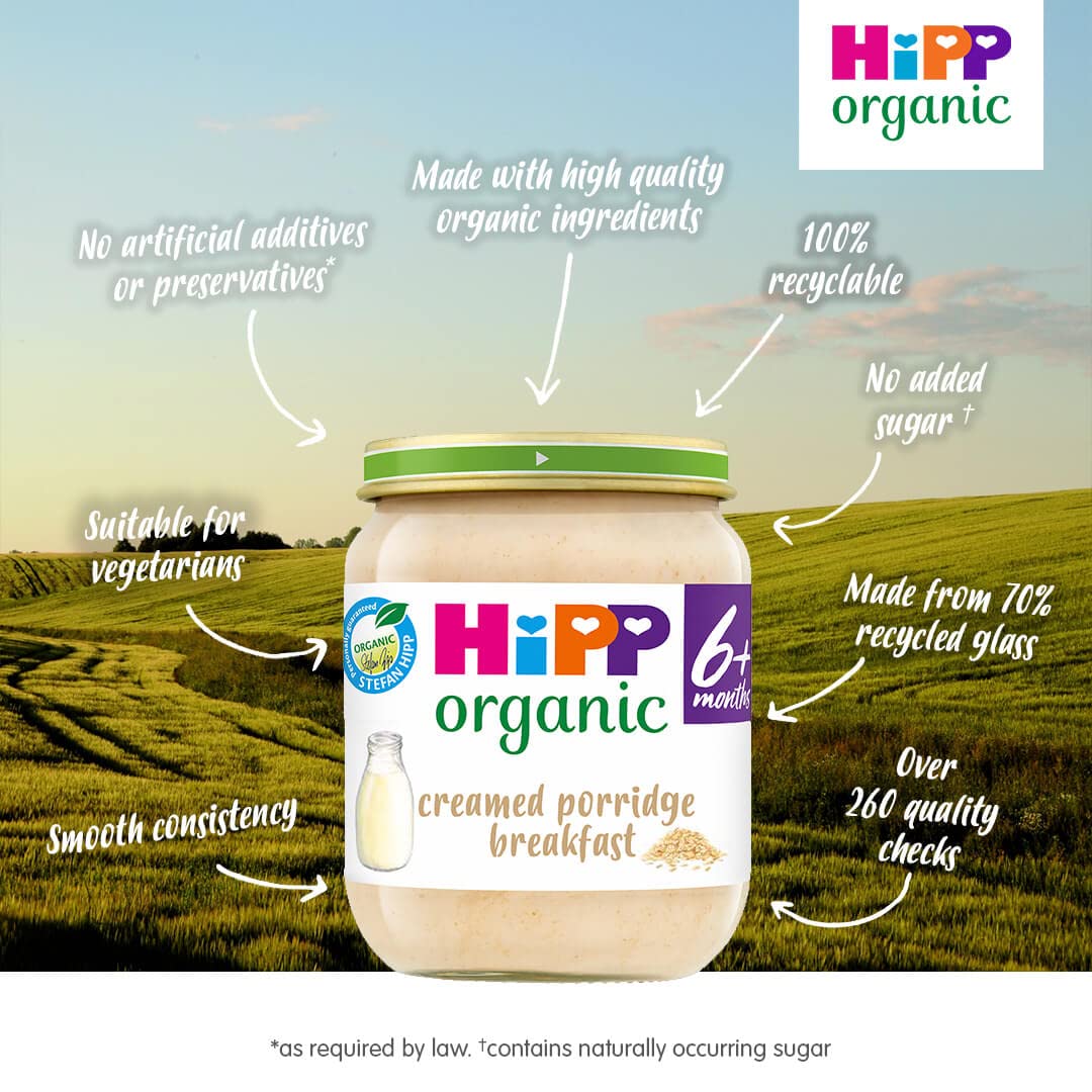 HiPP Organic Creamed Porridge Breakfast Baby Food Jar 6+ Months (6 x 125g) 4