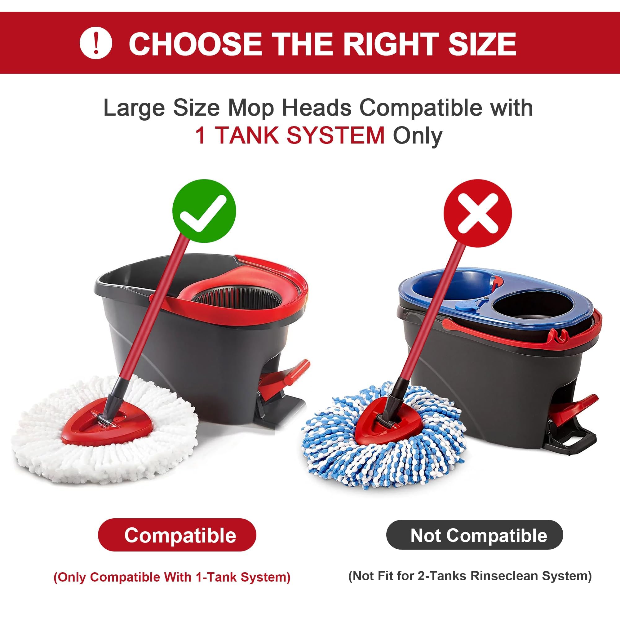 Tidy Monster - 4 Pack Microfiber Mop Head Replacement for Vileda EasyWring 1-Tank Spin Mop 3
