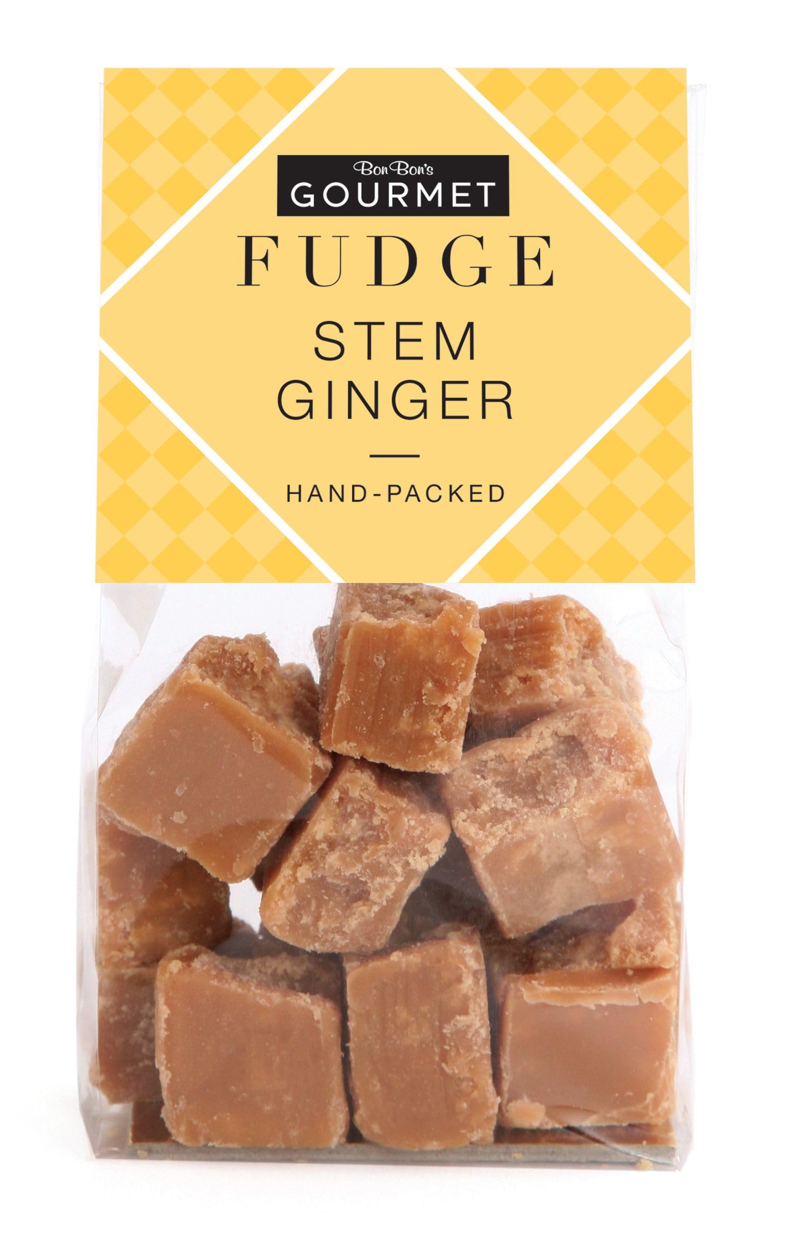 Bon Bons Gourmet - Stem Ginger Fudge Bag, Handmade British Fudge 150g
