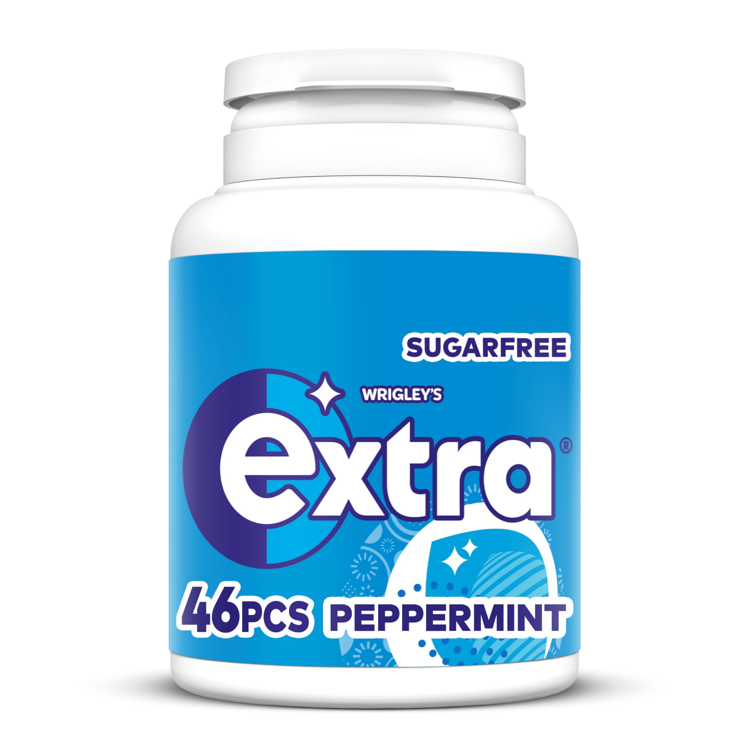 Extra Peppermint Sugar Free Chewing Gum Bottle - 46 Pieces | Xylitol Formula