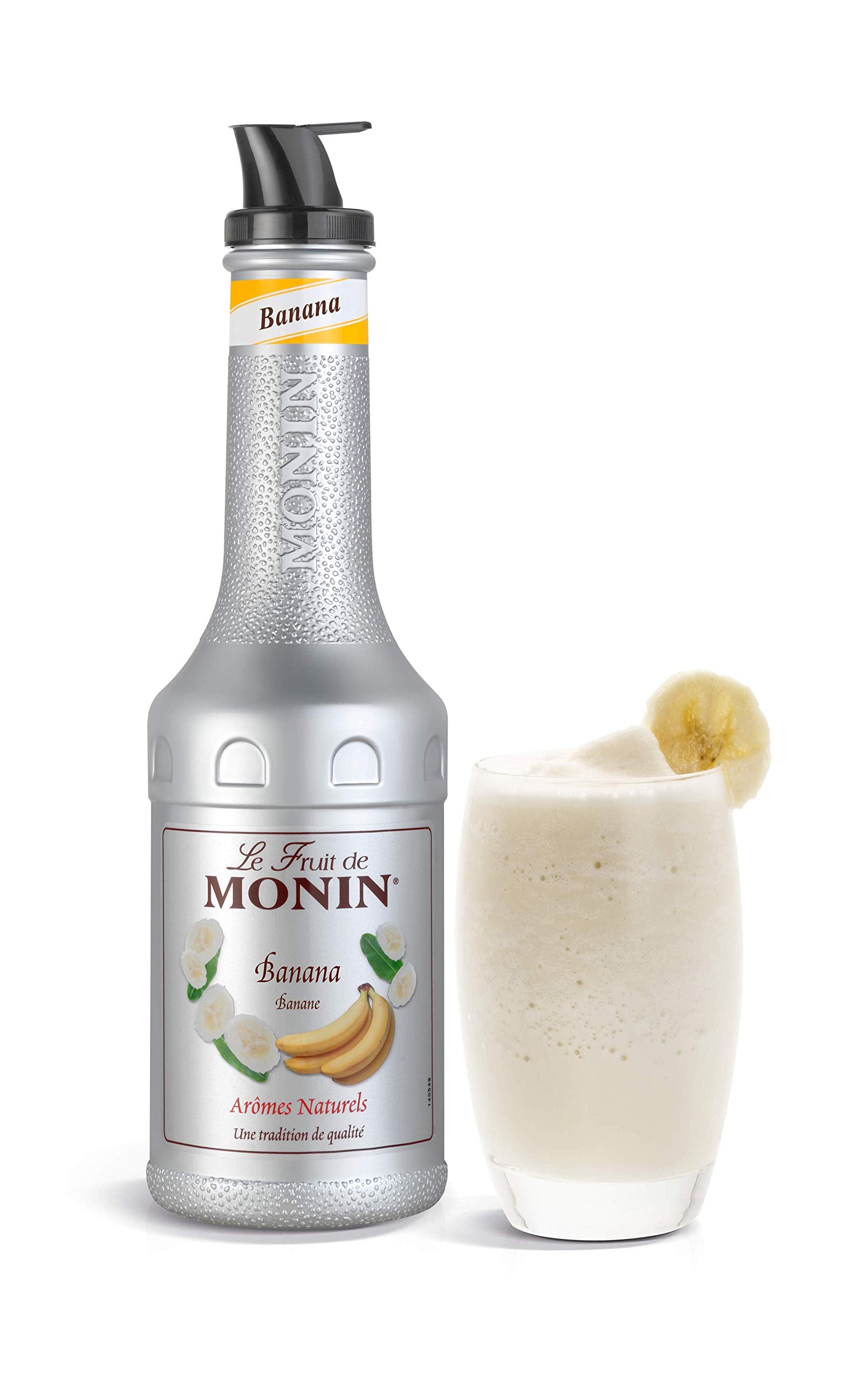 Monin Banana Fruit Mix Puree - 50.1% Banana | 1L PET Bottle | Vegan Friendly