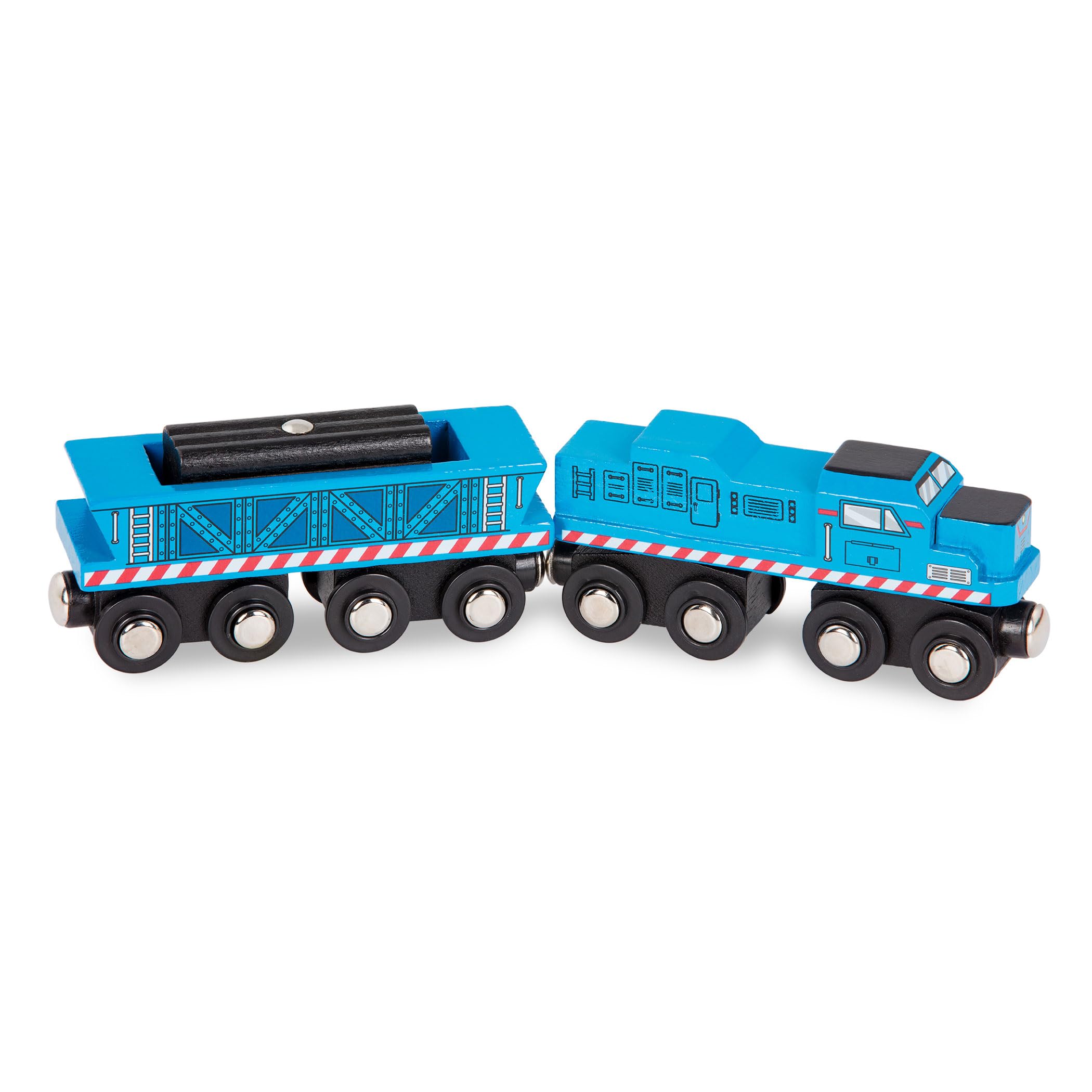 Battat Wooden Magnetic Train Set - 6-Piece Locomotive & Freight Car Playset for Ages 3+ 9