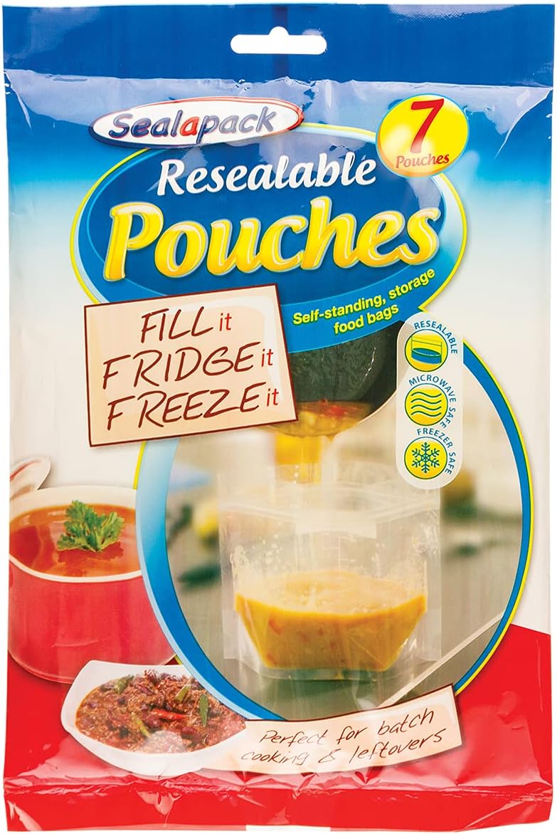 Sealapack Re-Sealable Pouches - Clear, Freezer & Fridge Safe, Cook & Freeze Food Storage Bags 1