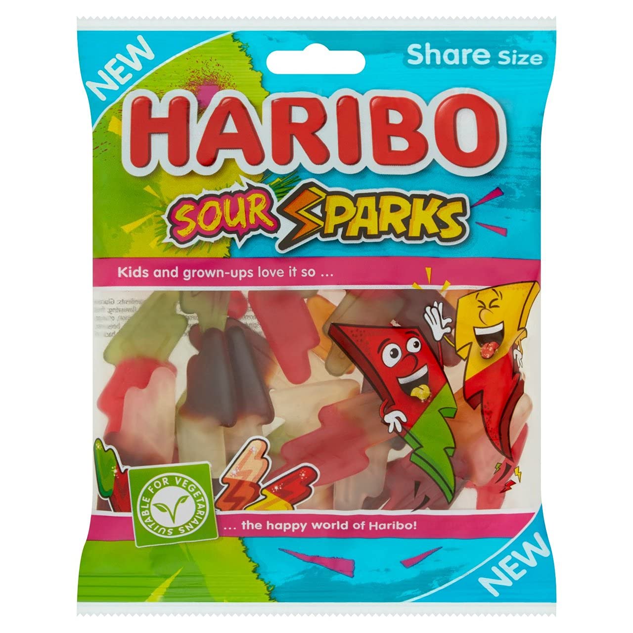 HARIBO Sour Sparks Bag - Sour Fruit Flavour Gummy Sweets | 175g