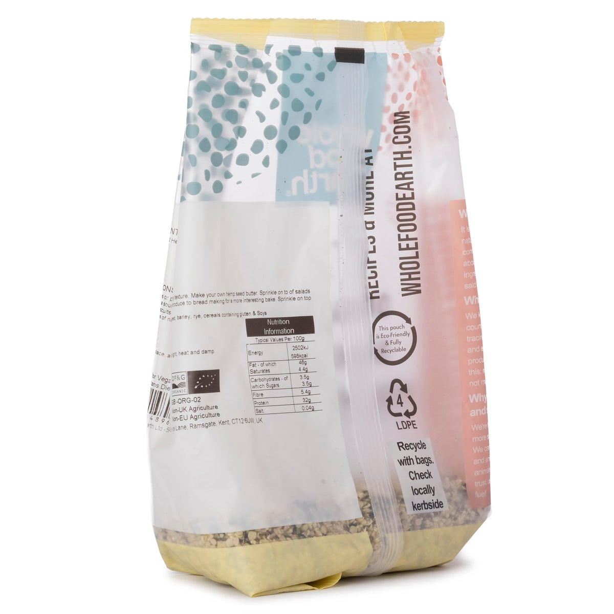 Wholefood Earth Organic Shelled Hemp Seeds - Raw, Hulled, GMO Free, 125g
