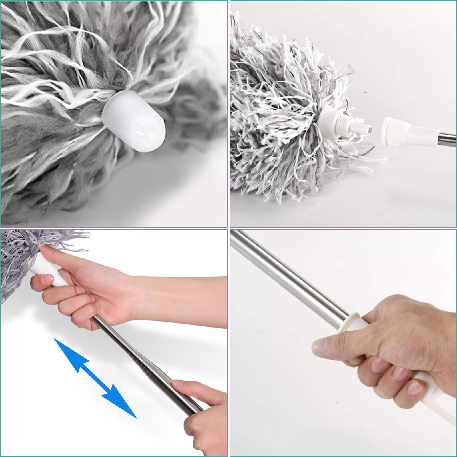 ASelected Extendable Microfiber Duster with 108" Telescoping Pole - 80-275cm Adjustable Height for Ceilings, Fans & Blinds 6