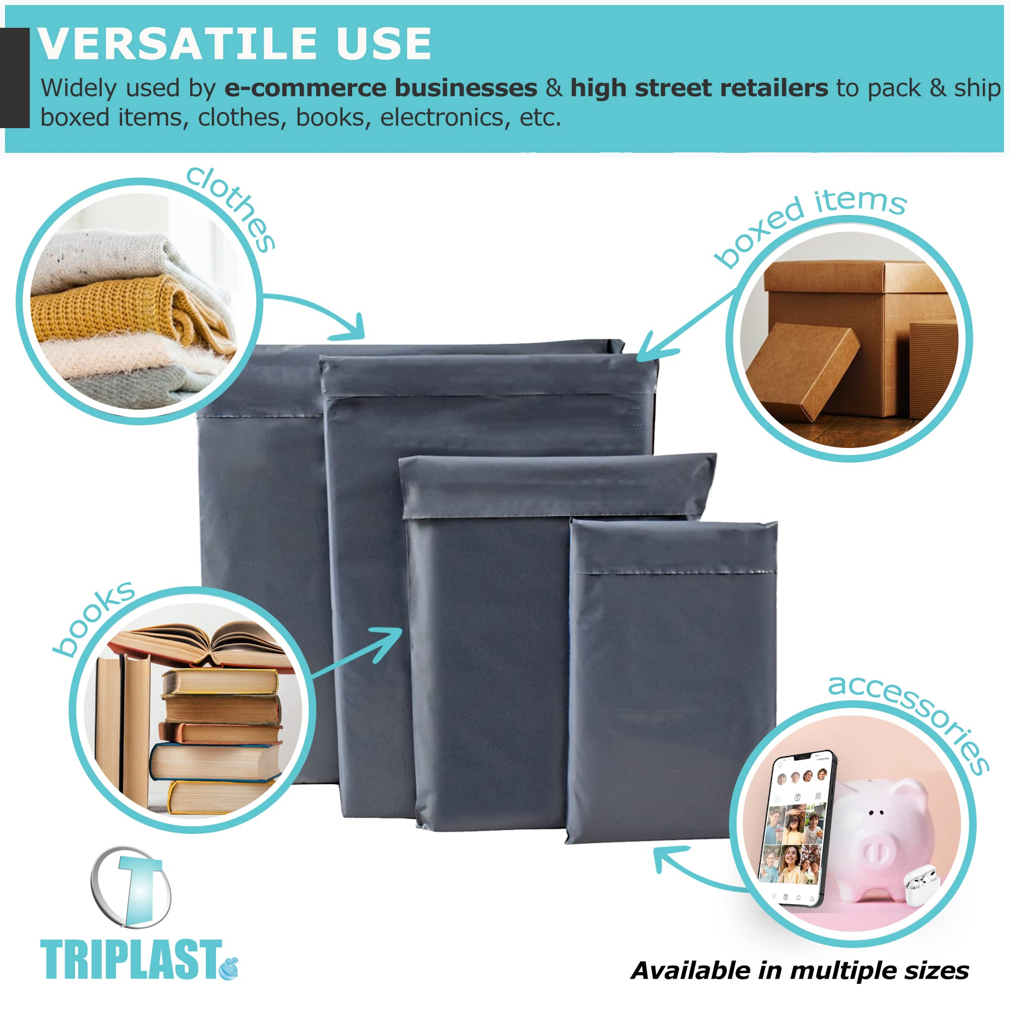 Triplast Parcel Postage Mailing Bags - 17 x 24" (425x600mm) Grey Polyethylene, Pack of 25 7
