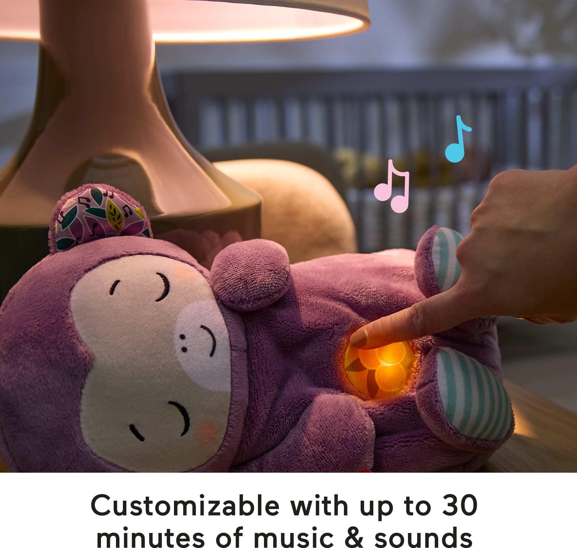 Fisher-Price Soothe 'n Snuggle Purple Monkey Plush - Musical Sound Machine with Breathing Motion & Lights for Newborns 0+ 3