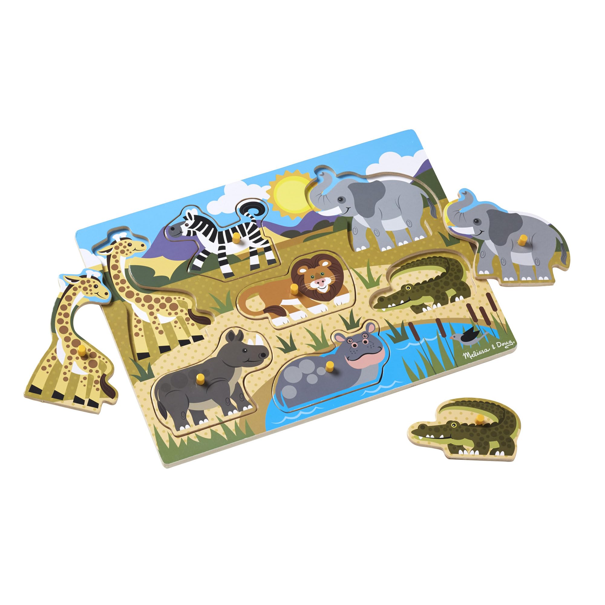 Melissa & Doug Safari Wooden Peg Puzzle - 7 Pieces | Ages 2-4 Years | Wood 9