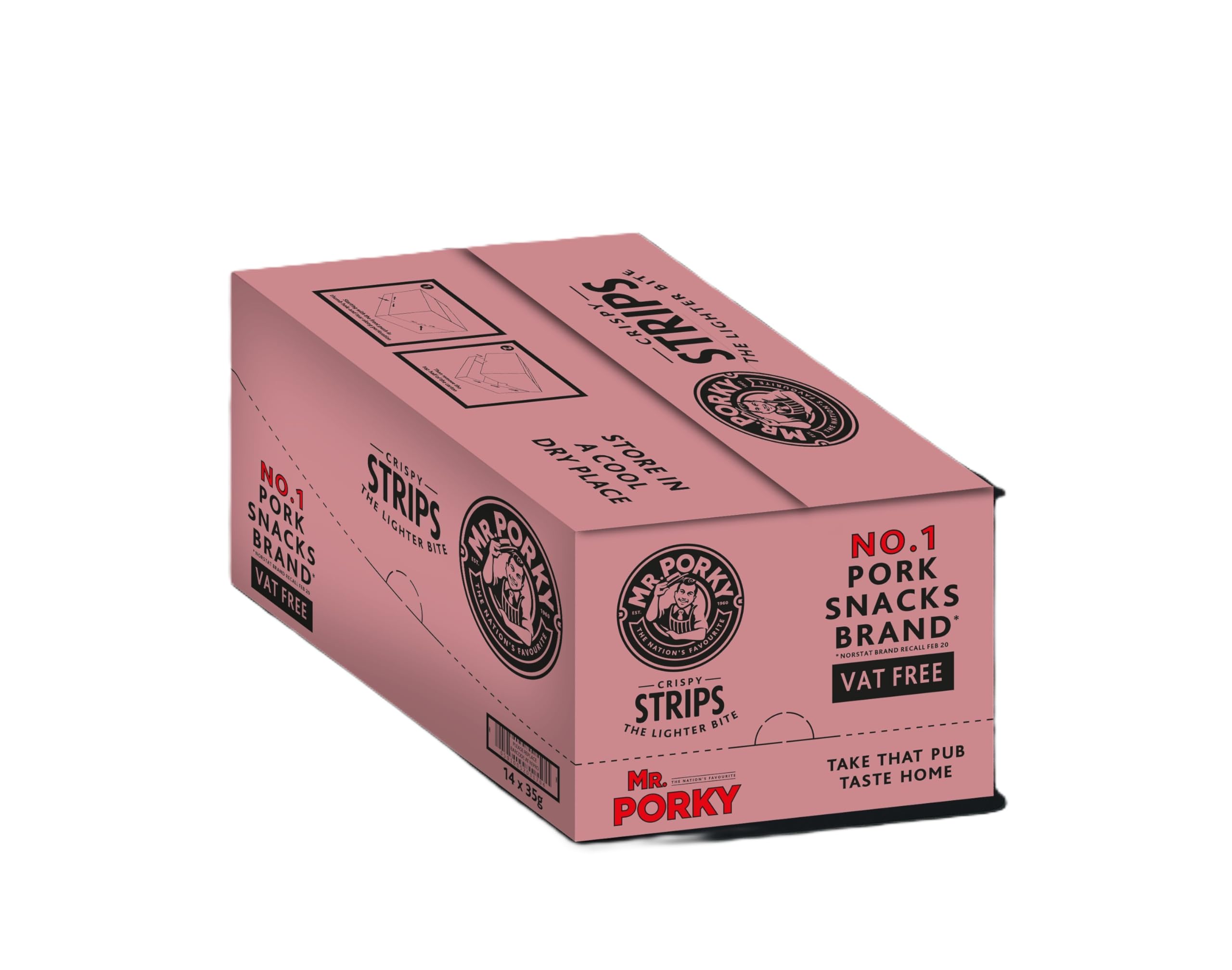 Mr Porky Crispy Strips - 14 x 35g Savoury Pork Snack Packs | Ready to Eat