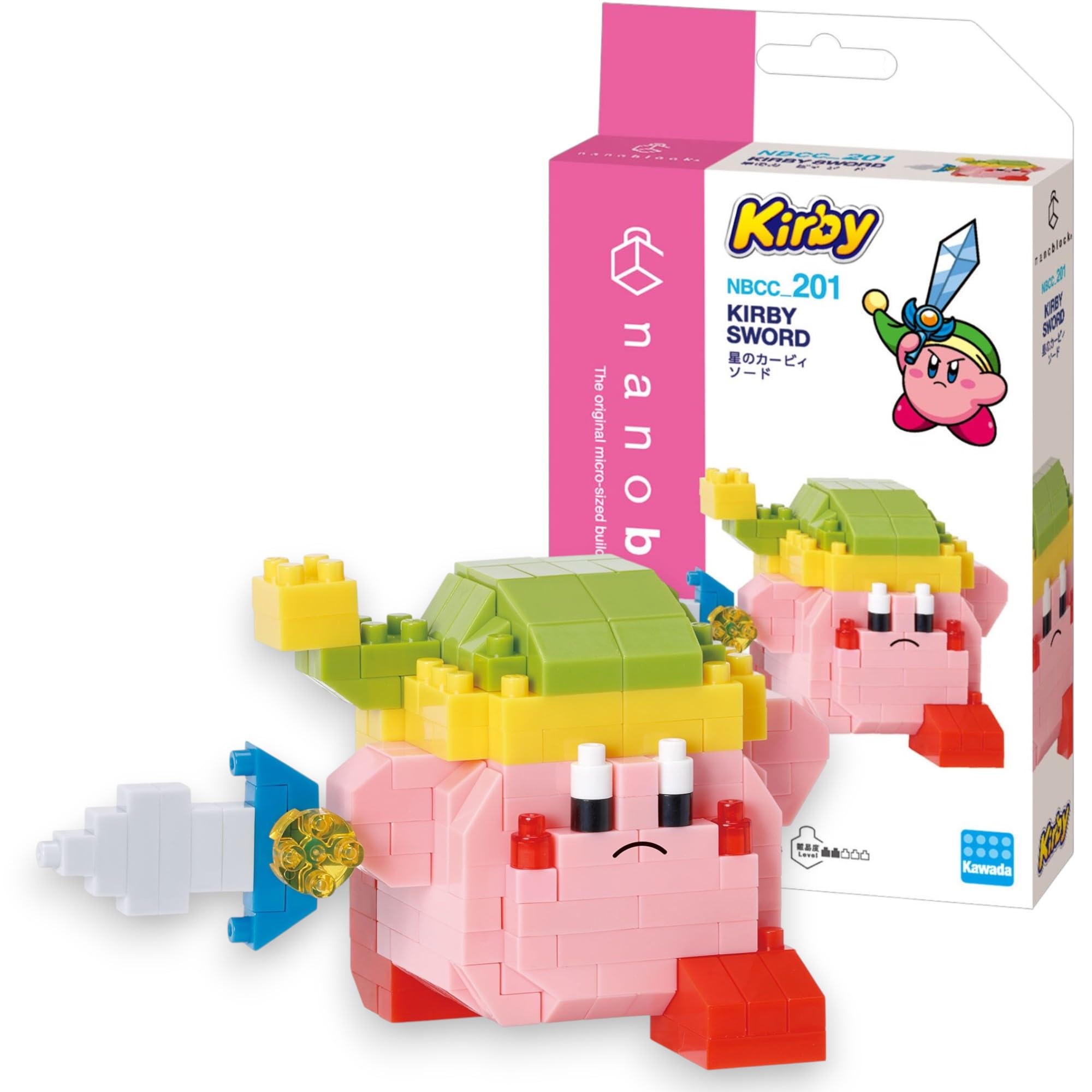 nanoblock Kirby - Kirby Sword Character Collection Series Building Kit | Approx. 210 Pieces | Age 12+