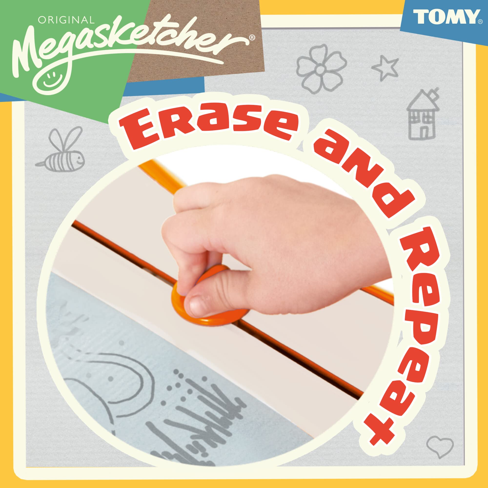 TOMY Megasketcher Classic Magnetic Drawing Board | Large 45x35cm Screen | Ages 3+ | 4 Stamps Included 5