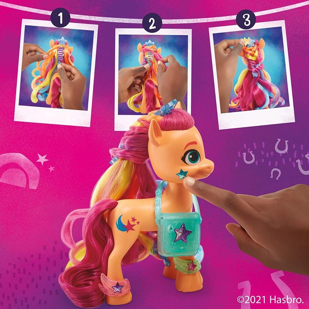 My Little Pony Rainbow Reveal Sunny Starscout Pony Toy - 15 cm, 17 Accessories, Age 5+