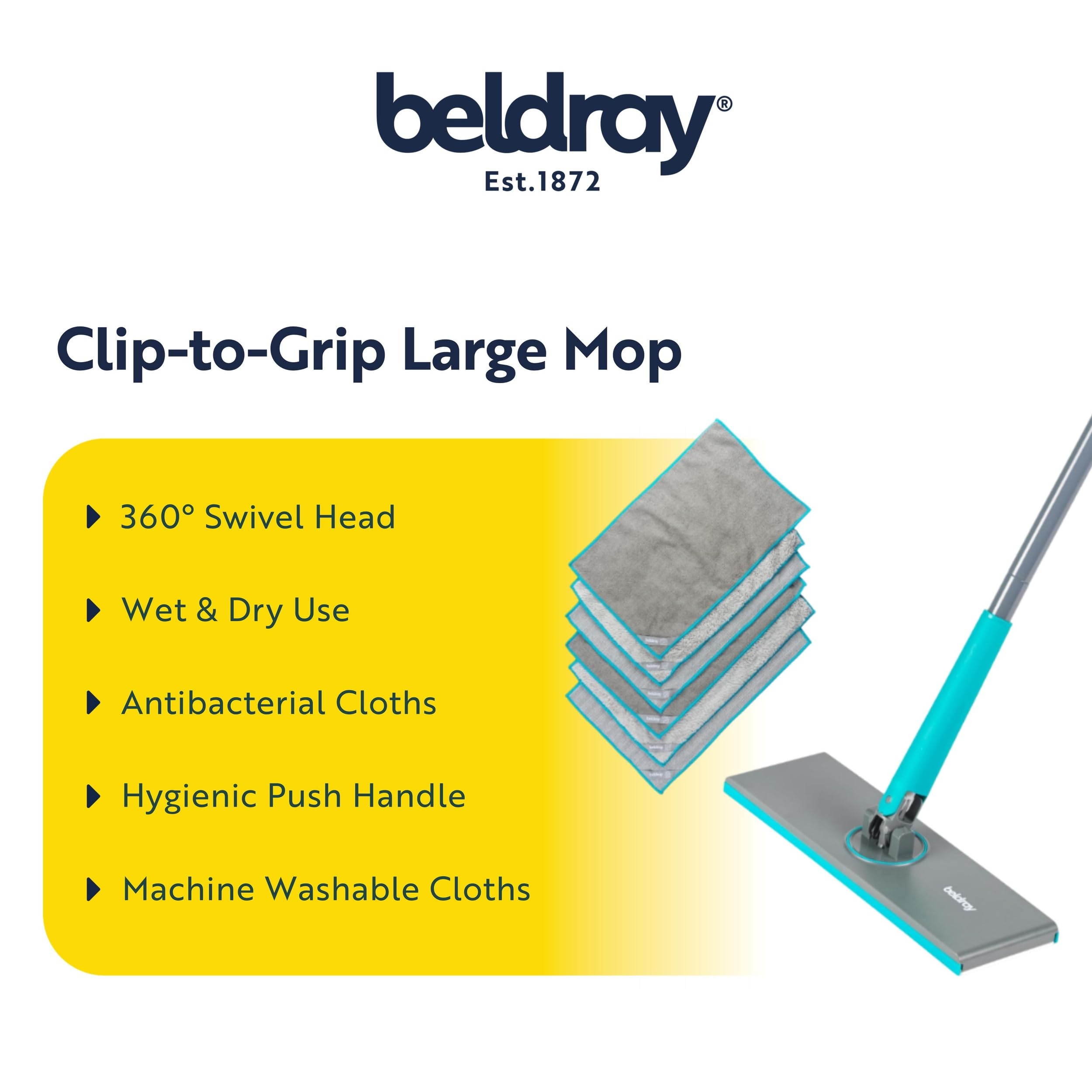 Beldray Anti-Bac Clip-to-Grip Large Mop for Tiles, Floors, Windows & Mirrors 11